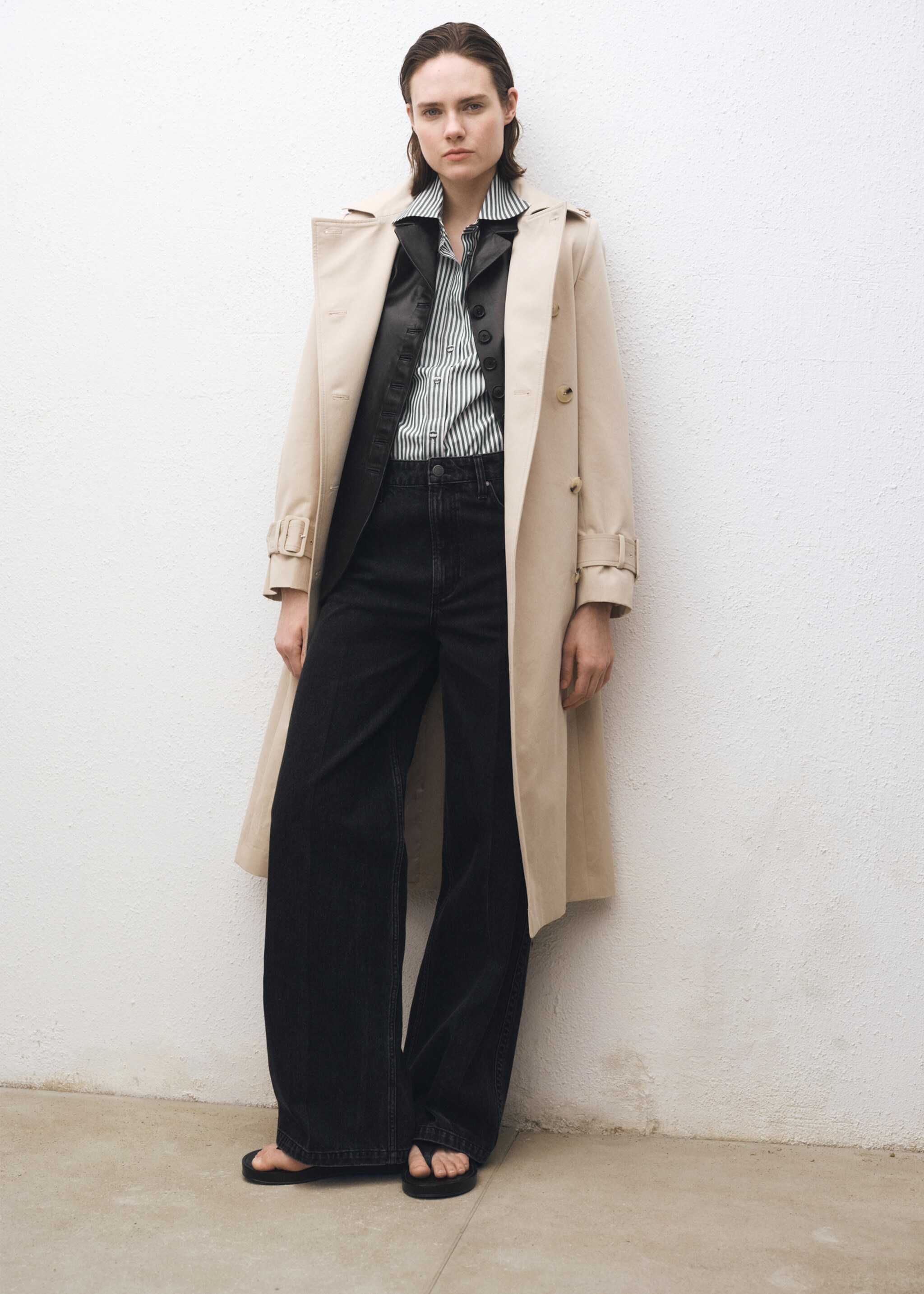 High waist straight jeans - General plane, Black denim. Ref: 87074091-00.