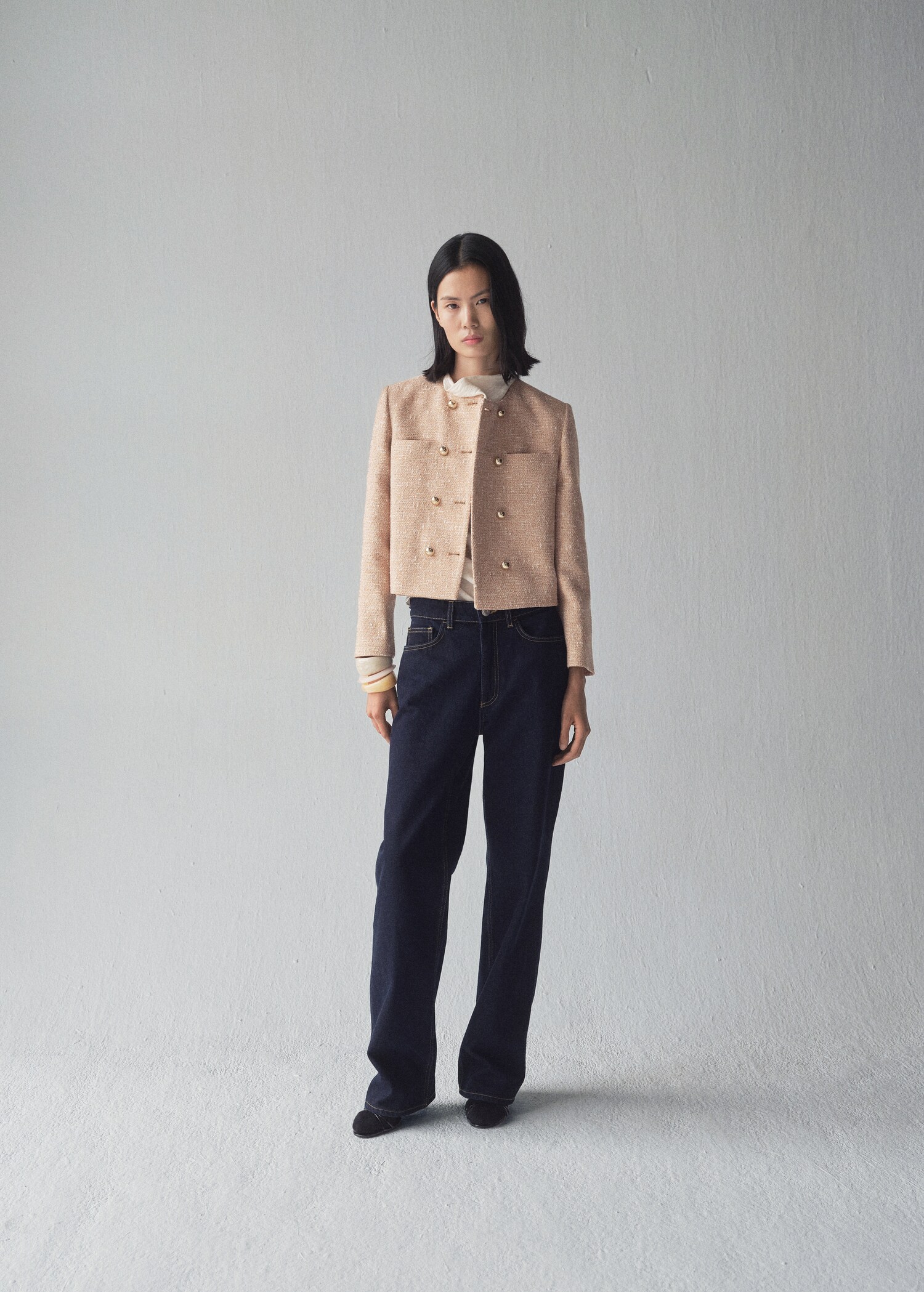 Double-breasted tweed jacket - General plane