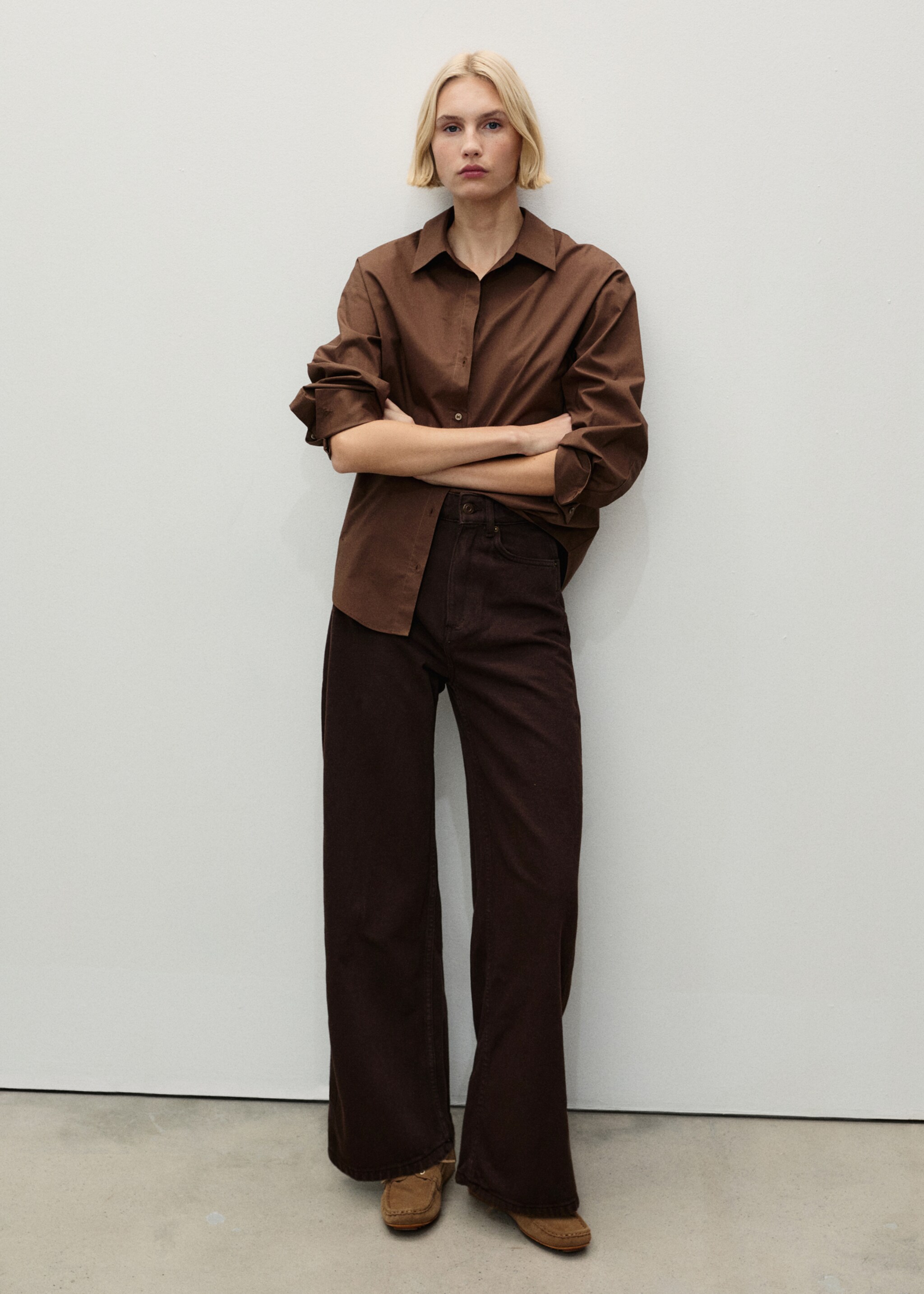 High-waist ballonjeans - Overzichtstekening, Chocoladebruin. Ref: 87074094-00.