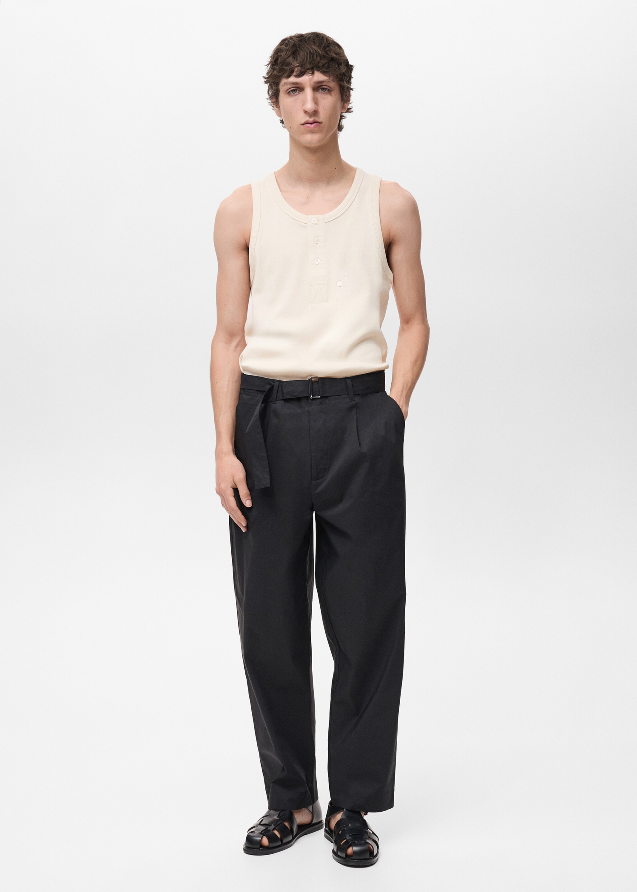 100% cotton t-shirt with buttons - General plane, Ecru. Ref: 87074409-00.