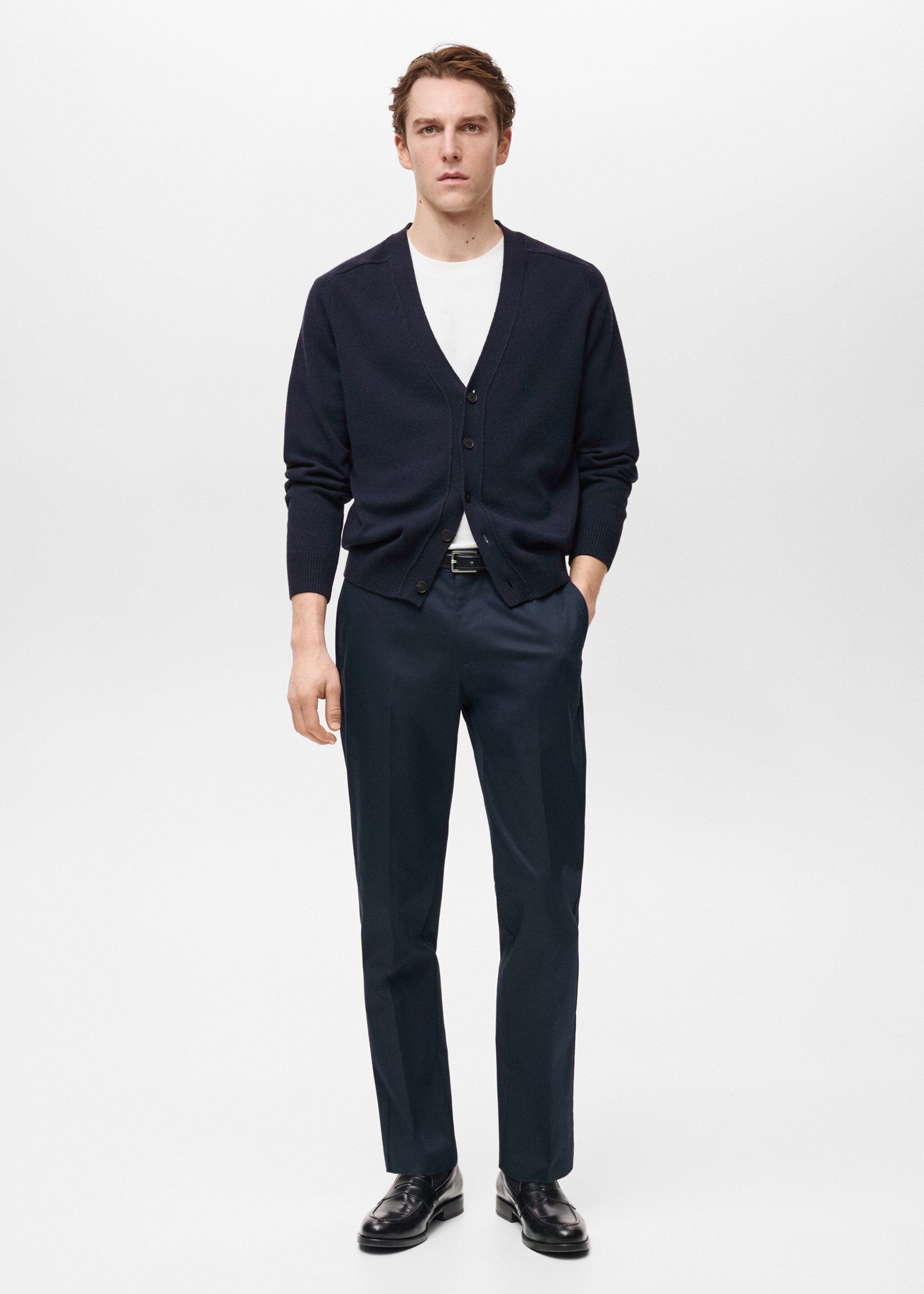 Cárdigan punto algodón botones - Plano general, Azul noche. Ref: 87074410-00.