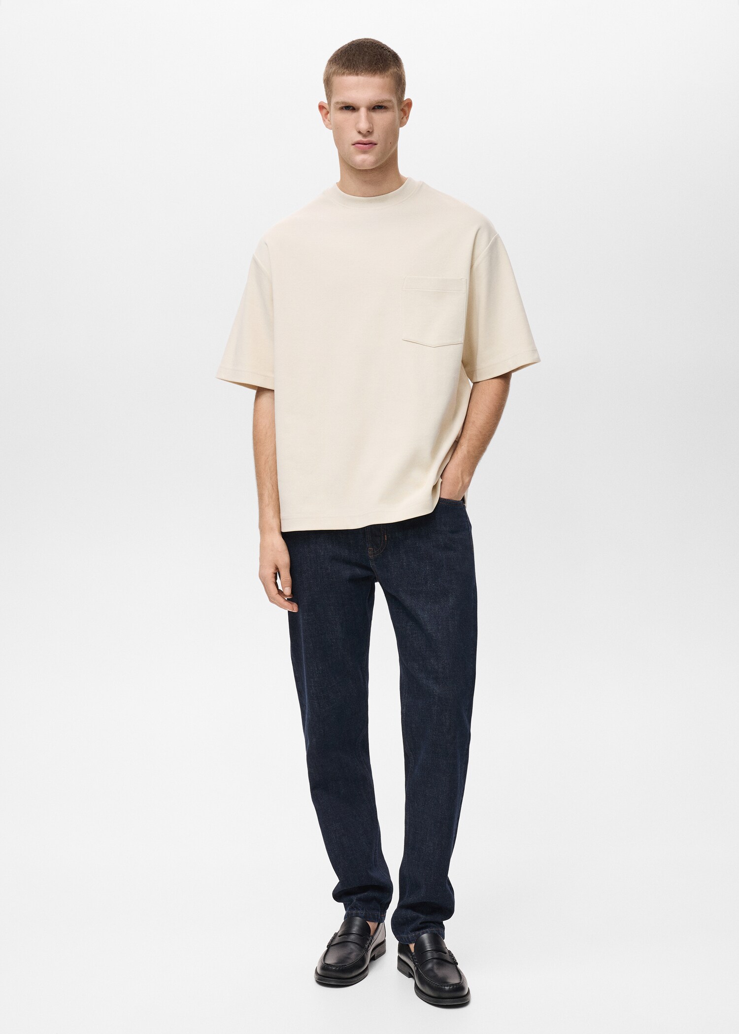 Oversized-T-Shirt aus Baumwolle mit Tasche - Allgemeine Ansicht