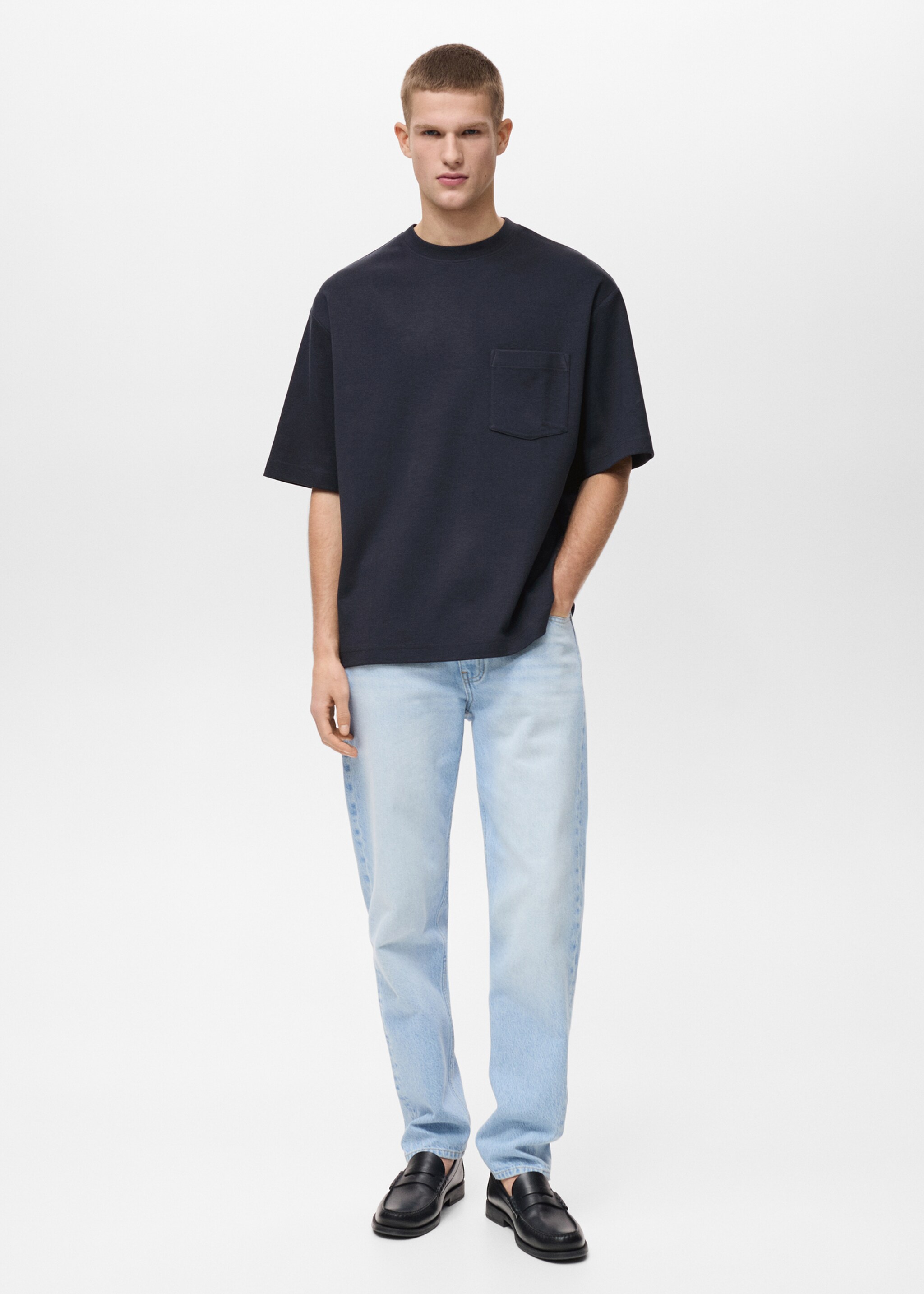 Oversize cotton pocket T-shirt - General plane, Dark Navy. Ref: 87074416-00.