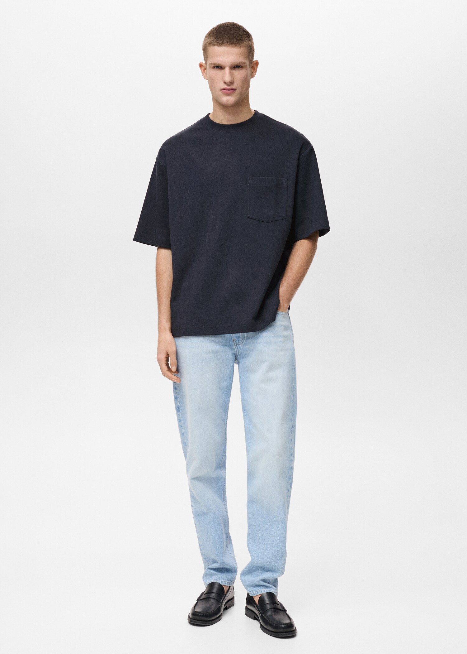 Oversized-T-Shirt aus Baumwolle mit Tasche - Allgemeine Ansicht