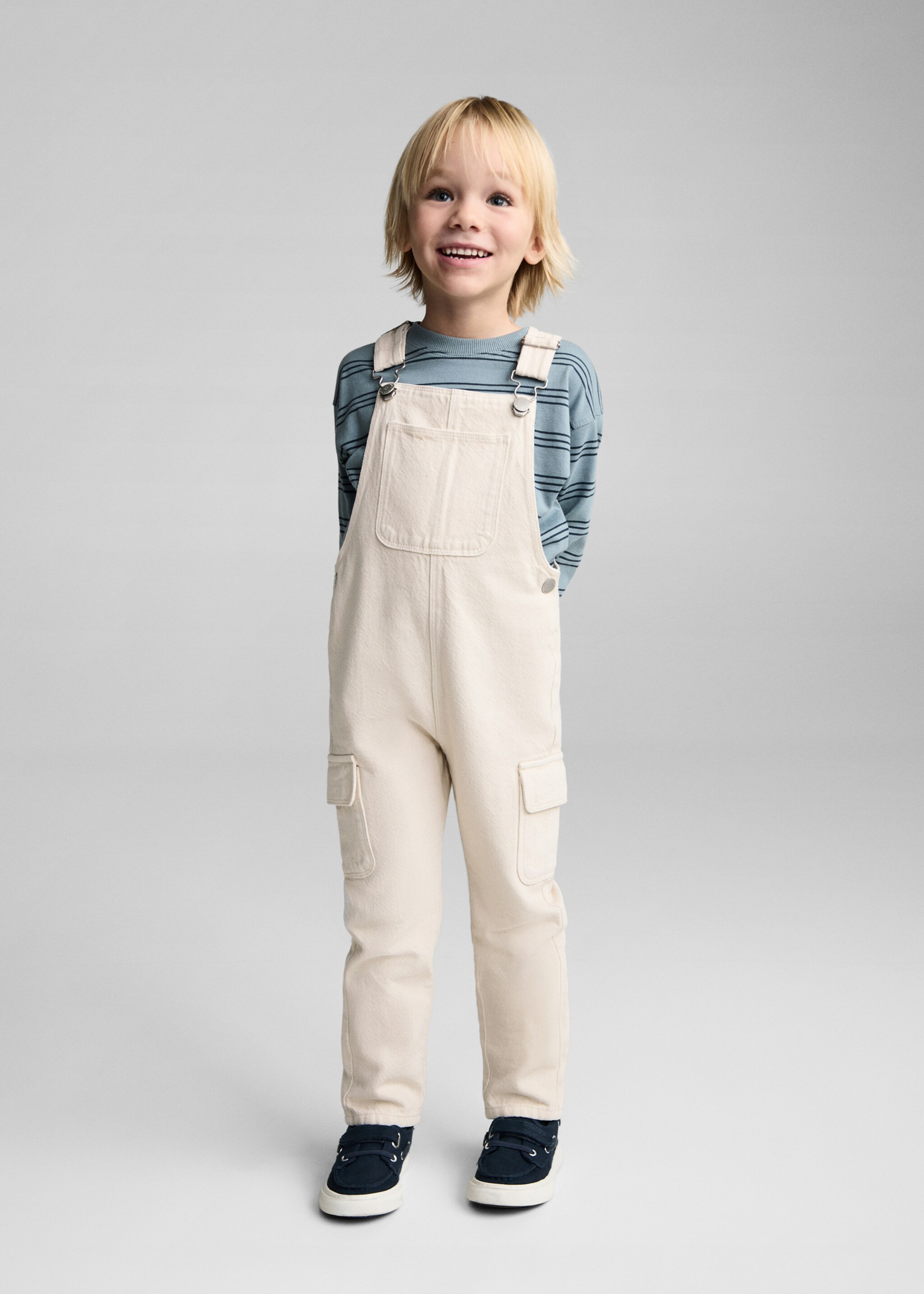 Long denim overalls with pocket - General plane, Ecru. Ref: 87074781-00.