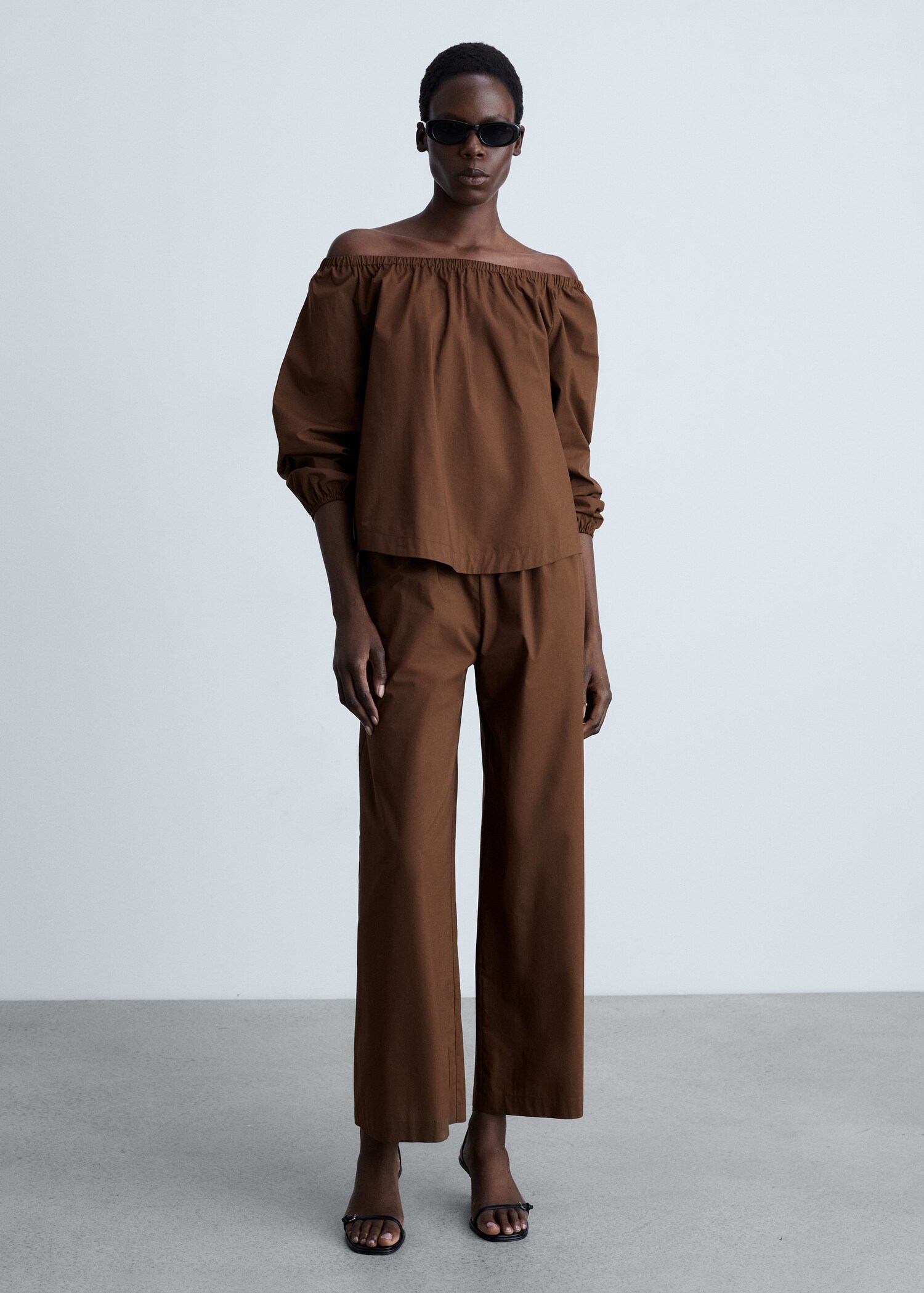 Brusa cotó coll frunzit - Pla general