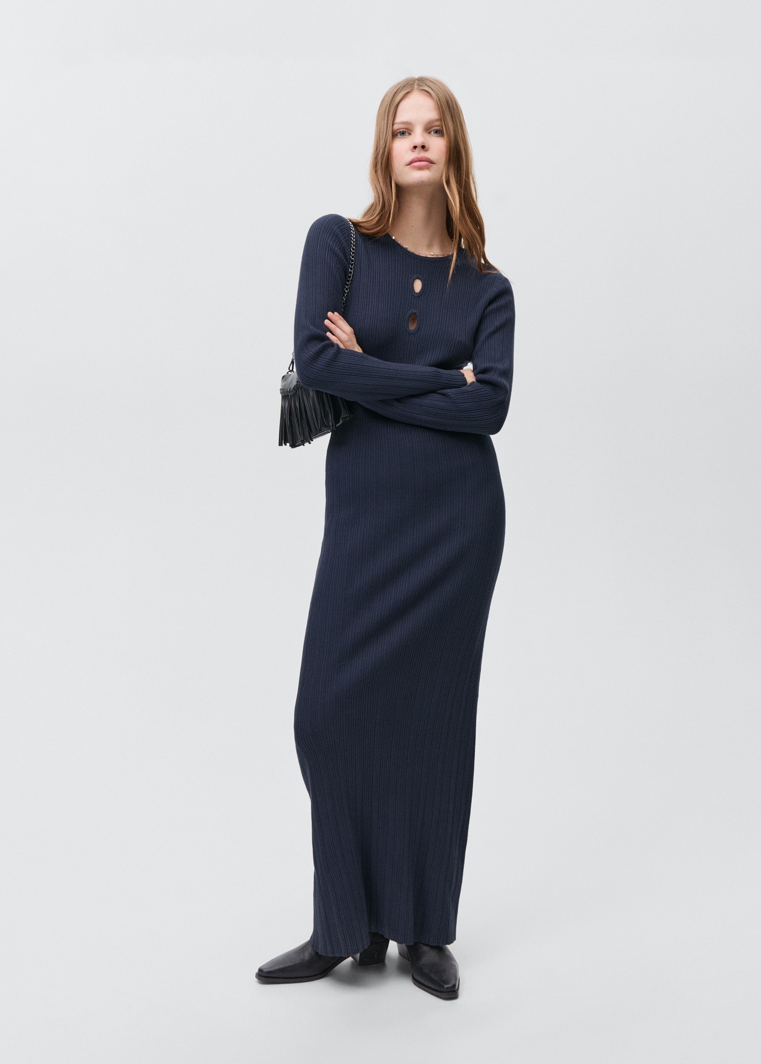 Ribbed long dress - General plane