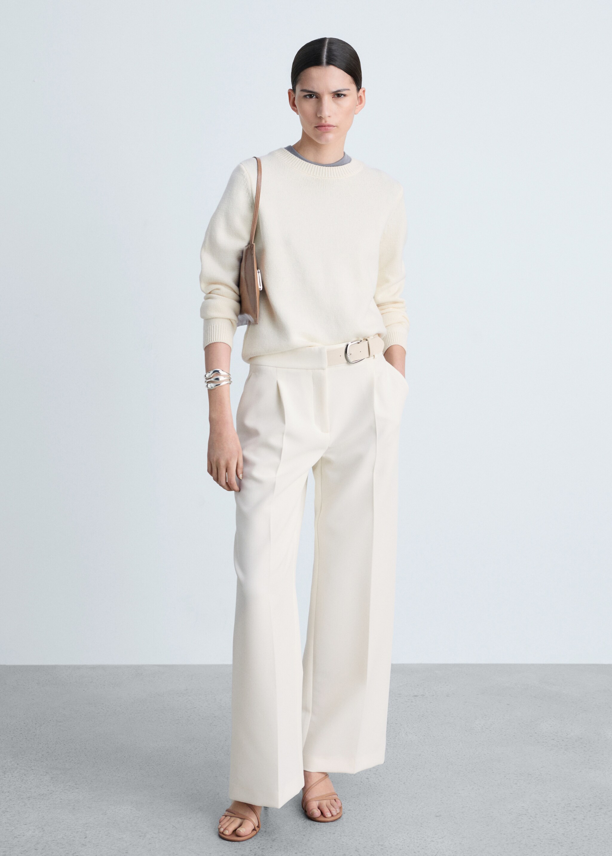 Belt straight-fit trousers - General plane, Ecru. Ref: 87074811-00.