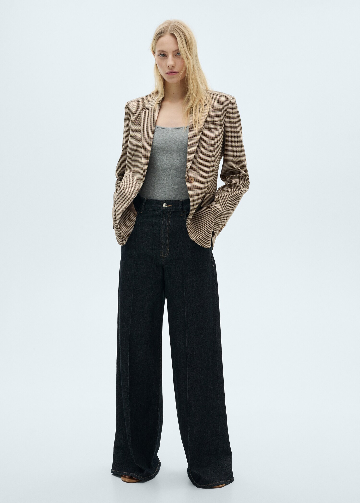 Straight-fit micro-houndstooth jacket - General plane