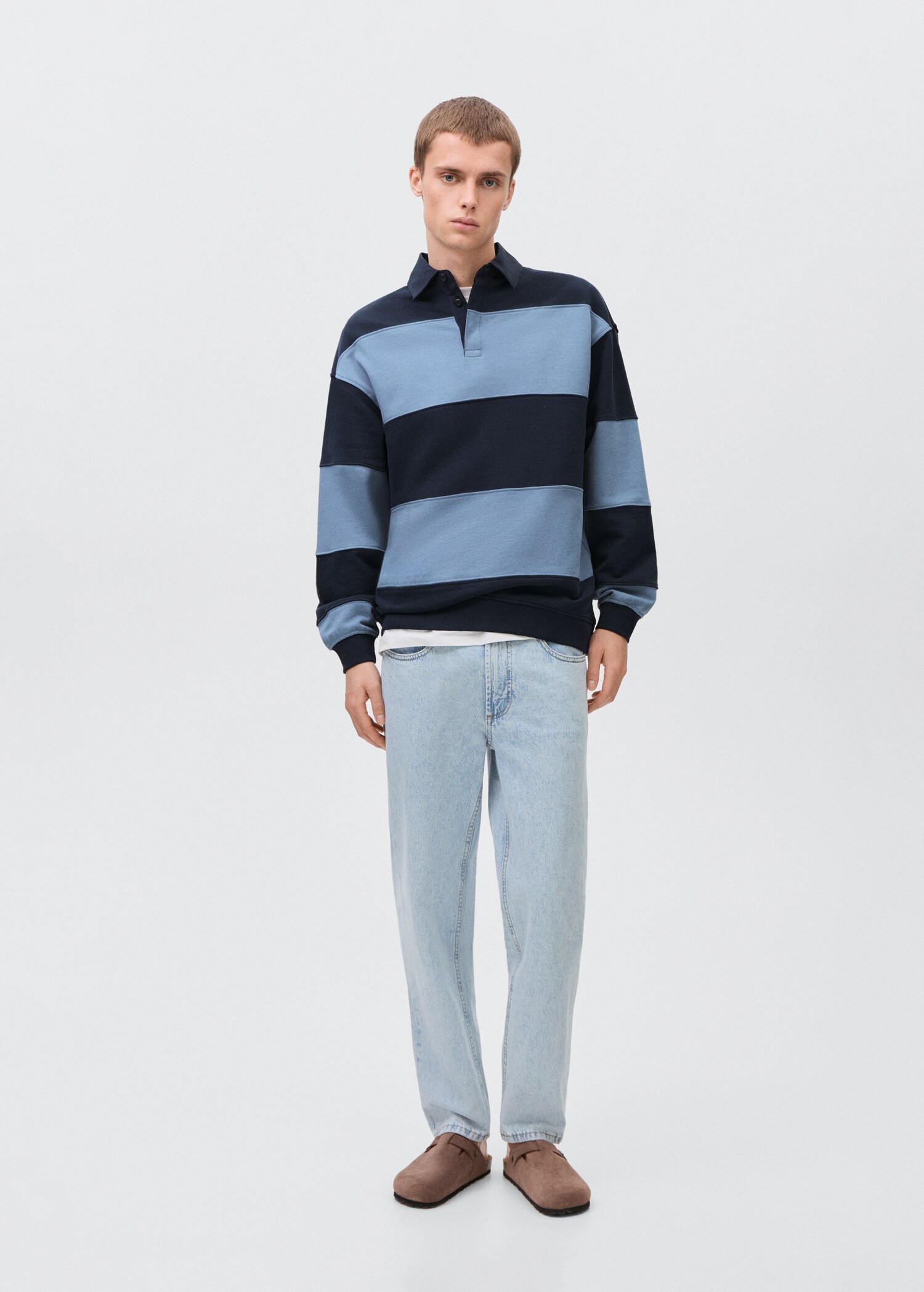 Pruhovaná mikina s polo límečkem - Celkový náhled