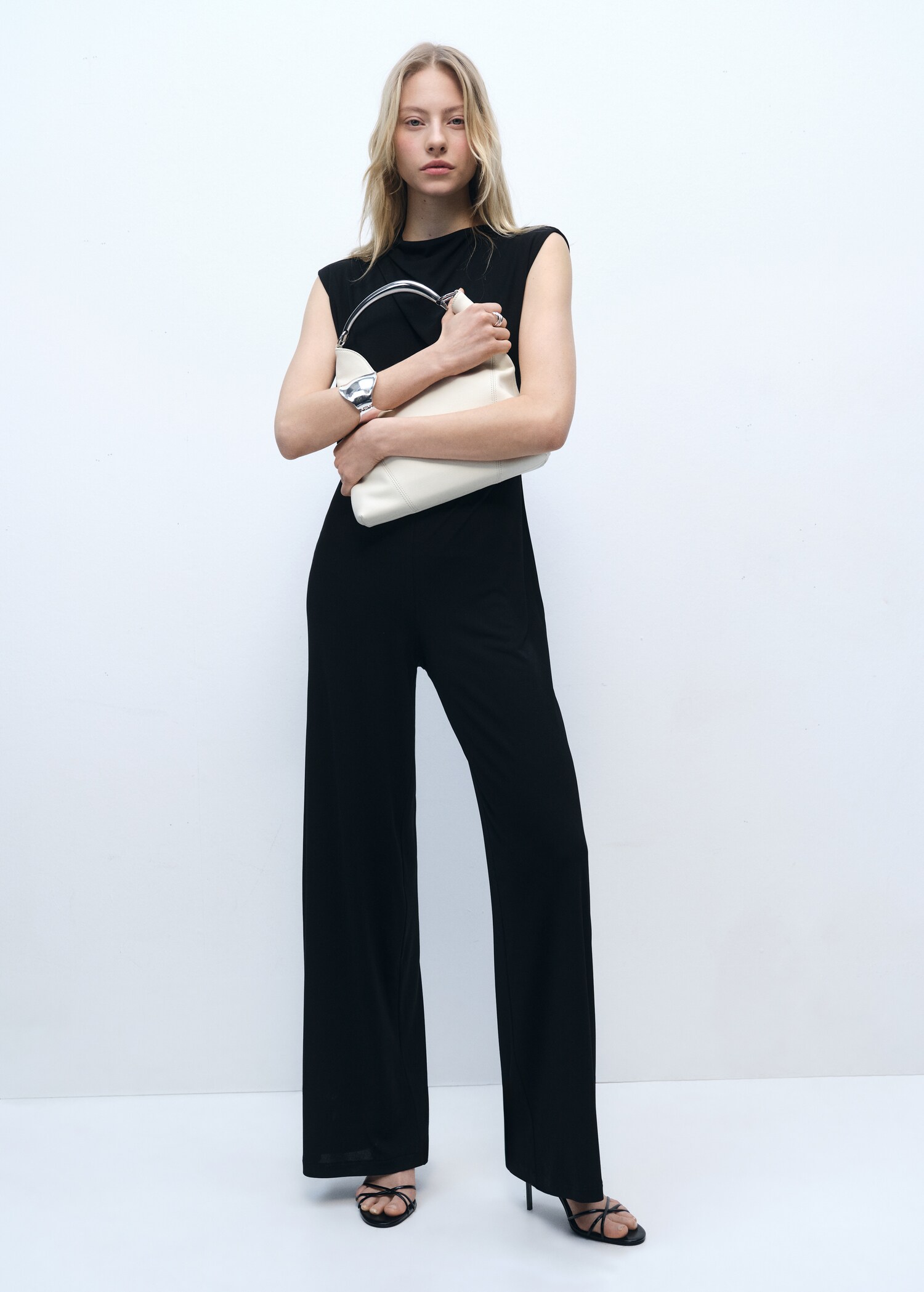 Straight-fit jumpsuit with draped neckline - General plane