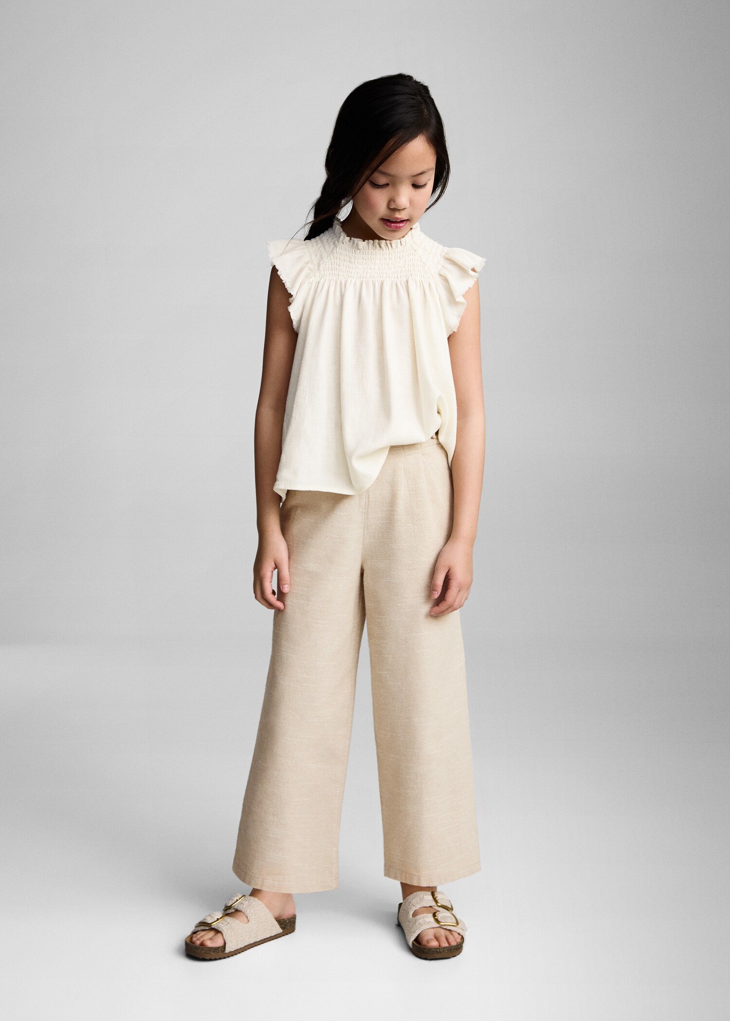 Textured culotte trousers - General plane