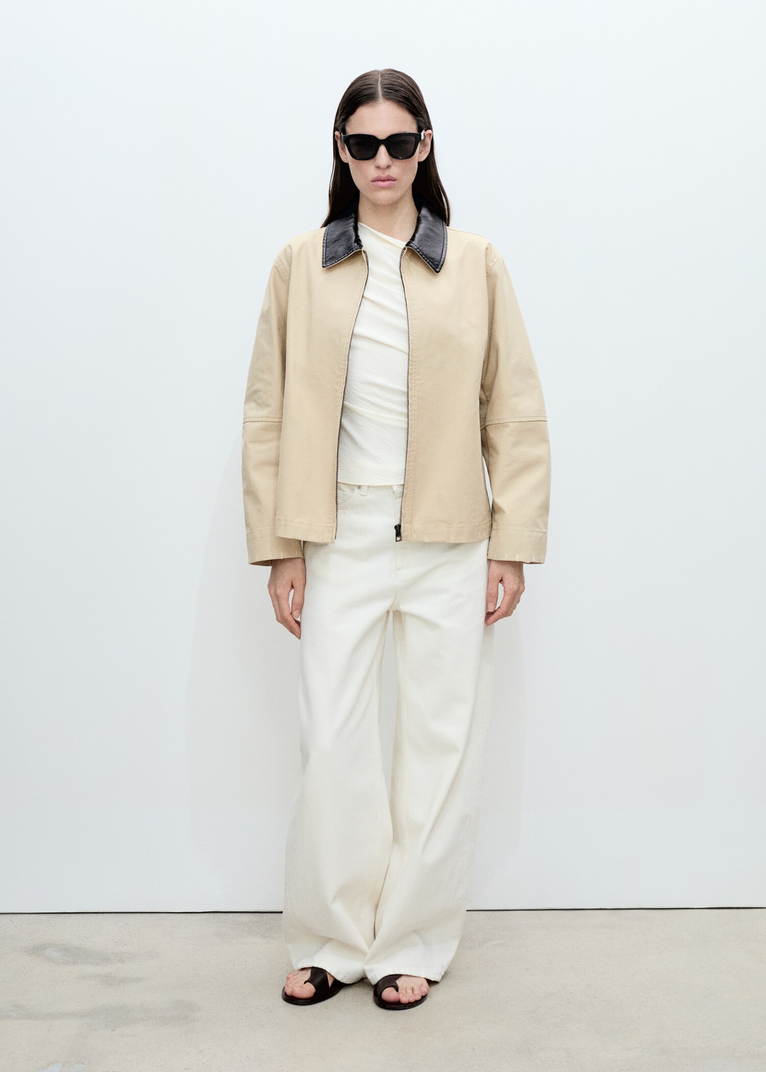 Veste en coton à col contrasté - Plan général