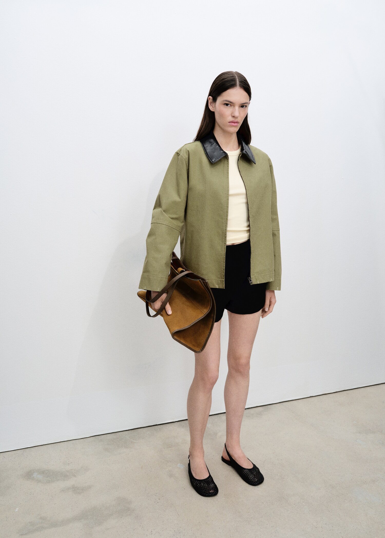 Veste en coton à col contrasté - Plan général