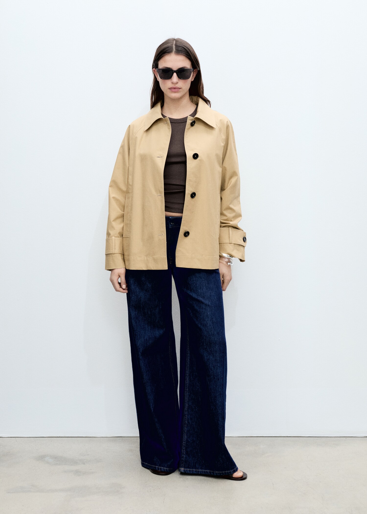 Cotton parka with buttons - General plane