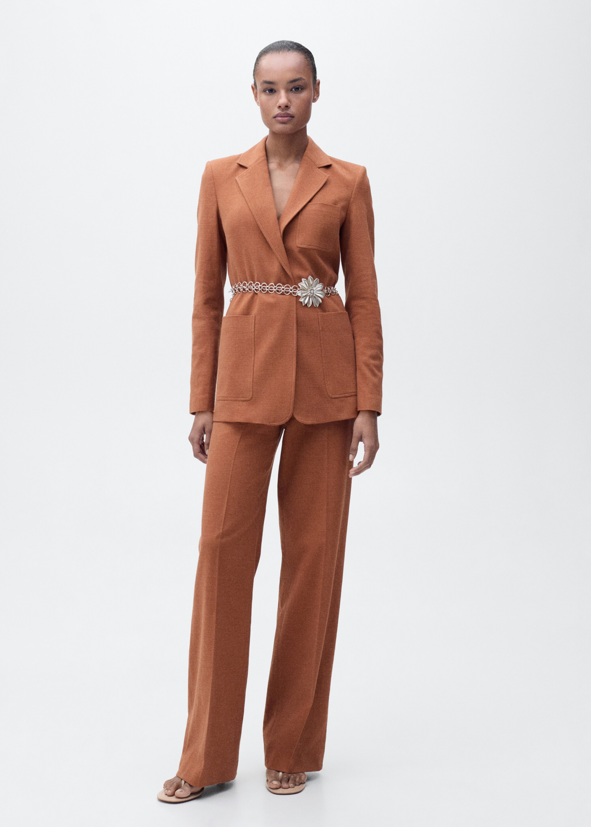 Cotton and linen-blend suit trousers - General plane, Caramel. Ref: 87075993-00.