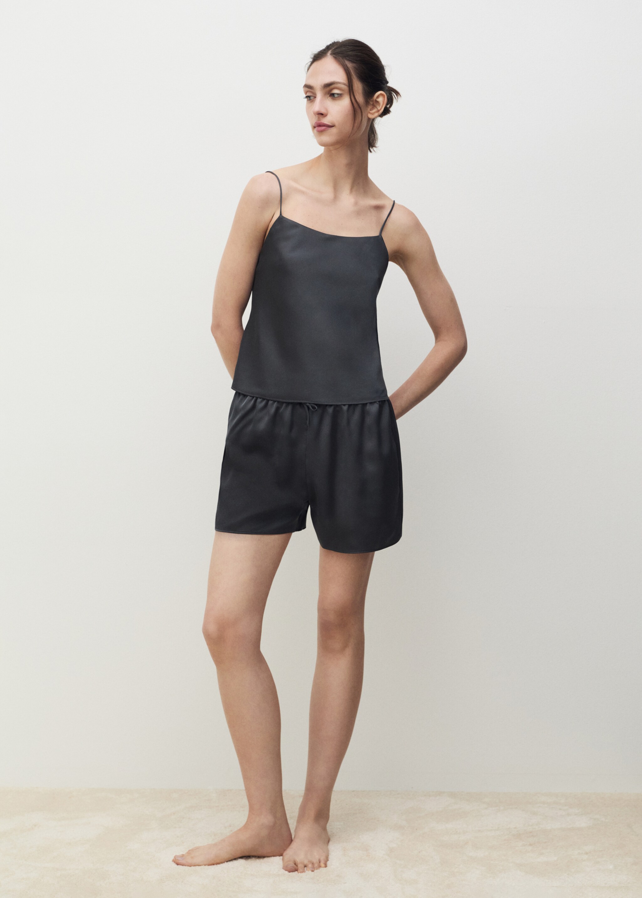 Satin bow shorts - General plane, Dark Grey. Ref: 87076713-00.