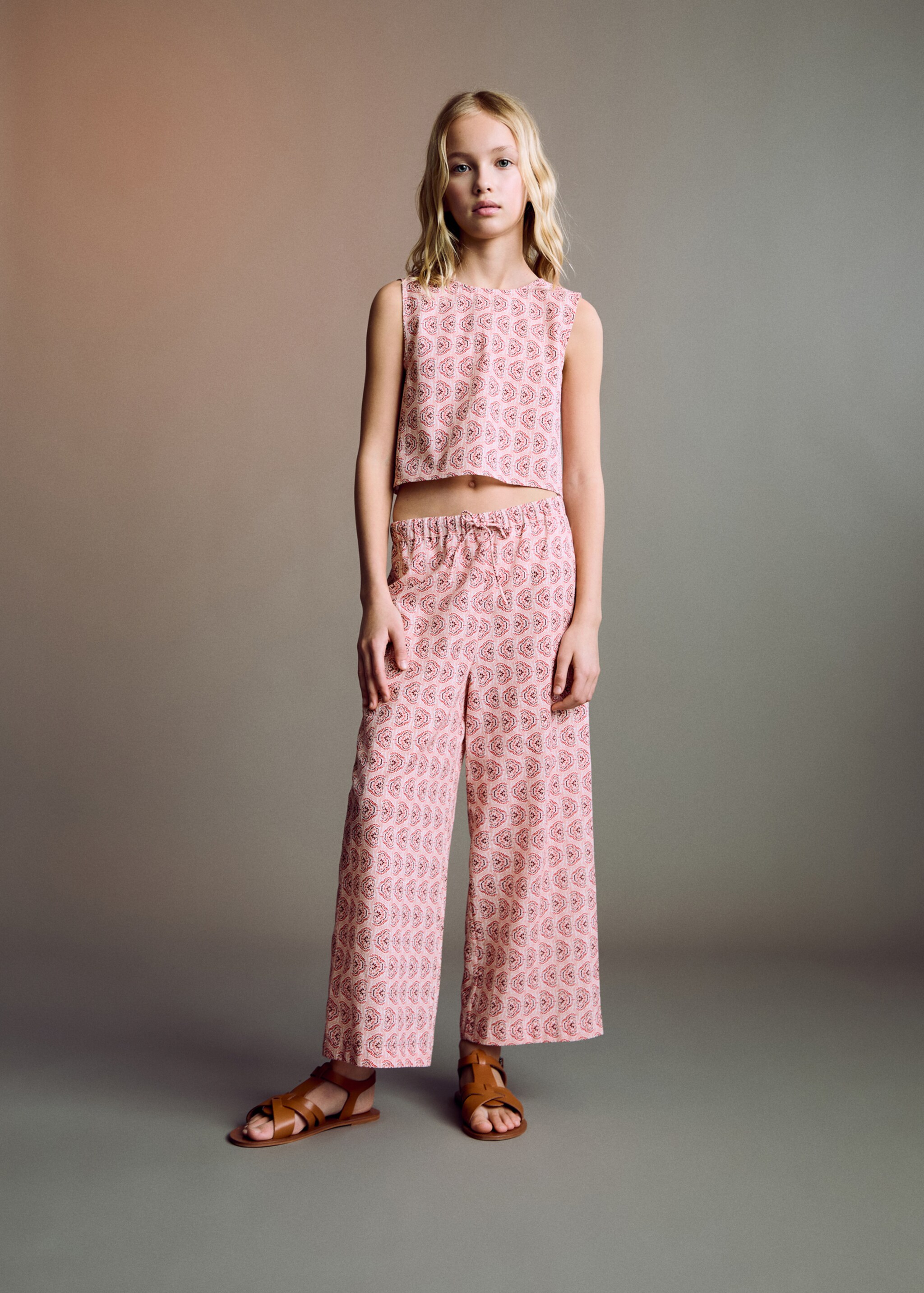 Printed cotton trousers - General plane, Pink. Ref: 87076714-00.