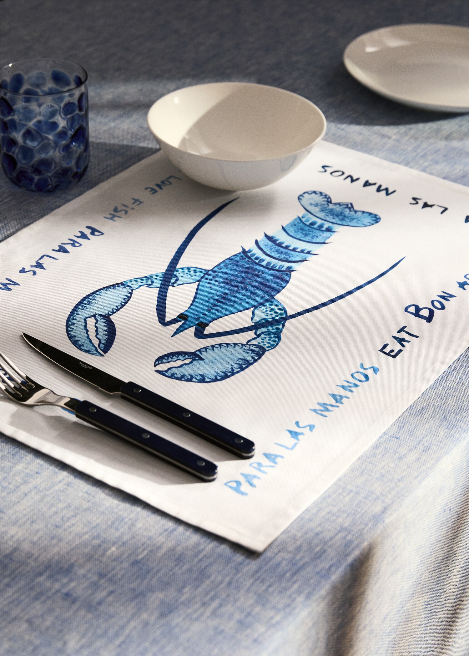 Cotton placemat with lobster design - General plane