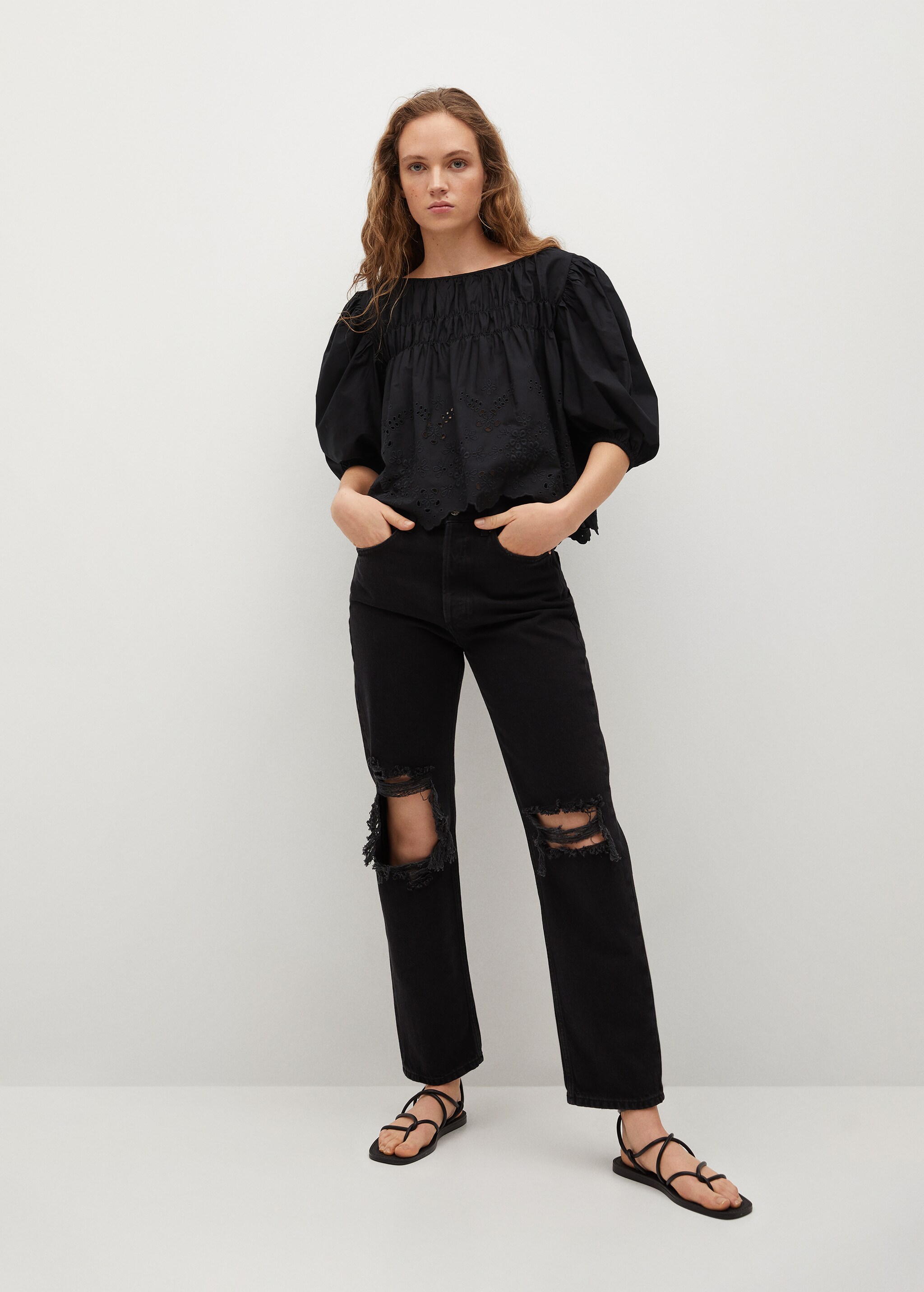 Swiss embroidery popelin blouse - General plane