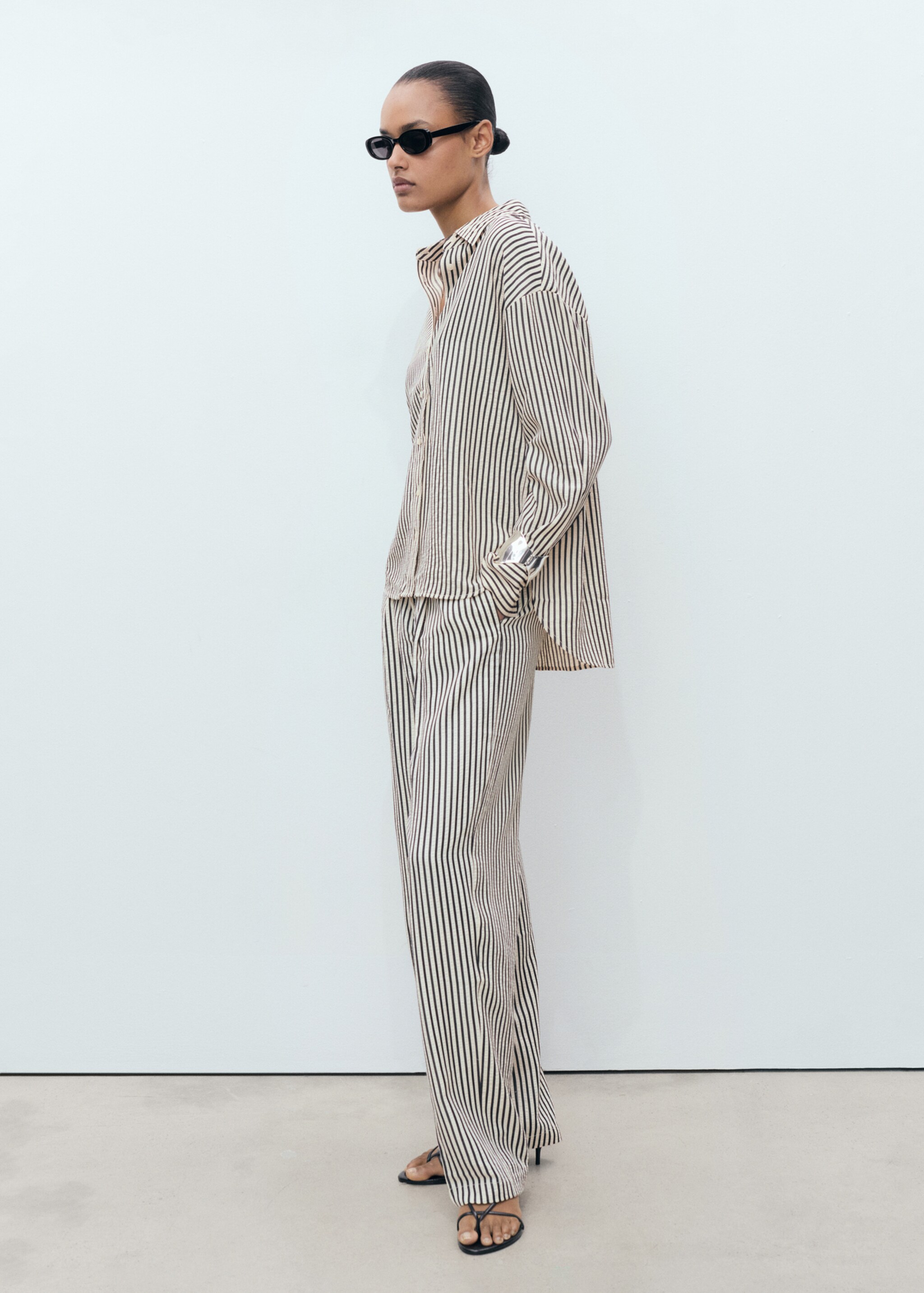 Striped textured shirt - General plane, Off White. Ref: 87077175-00.