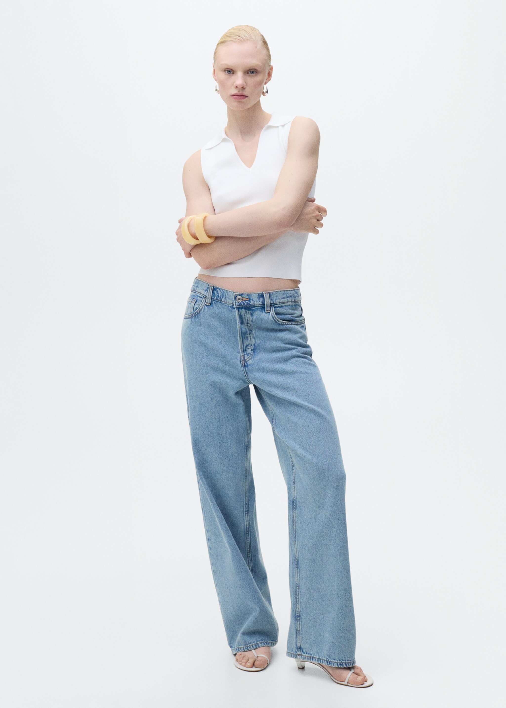 Polo-neck knitted top - General plane, Ecru. Ref: 87077180-00.