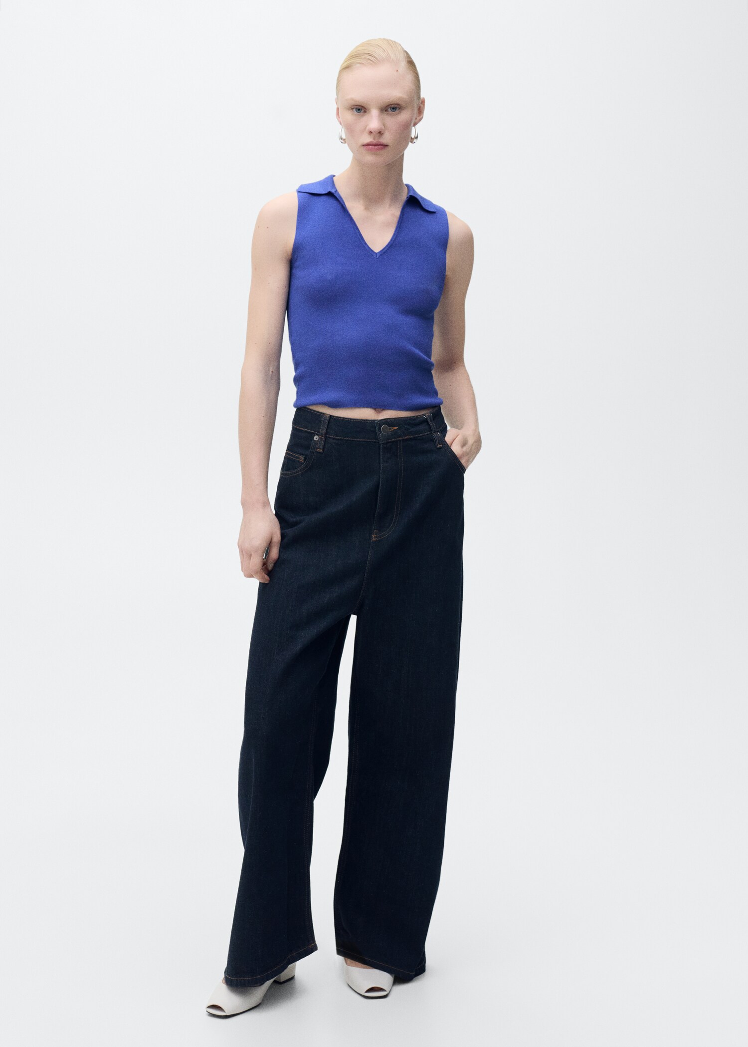 Polo-neck knitted top - General plane