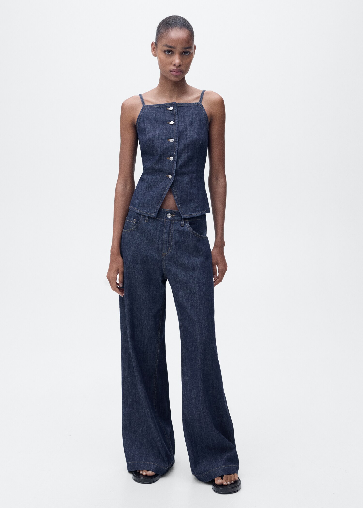 Buttoned denim top - General plane