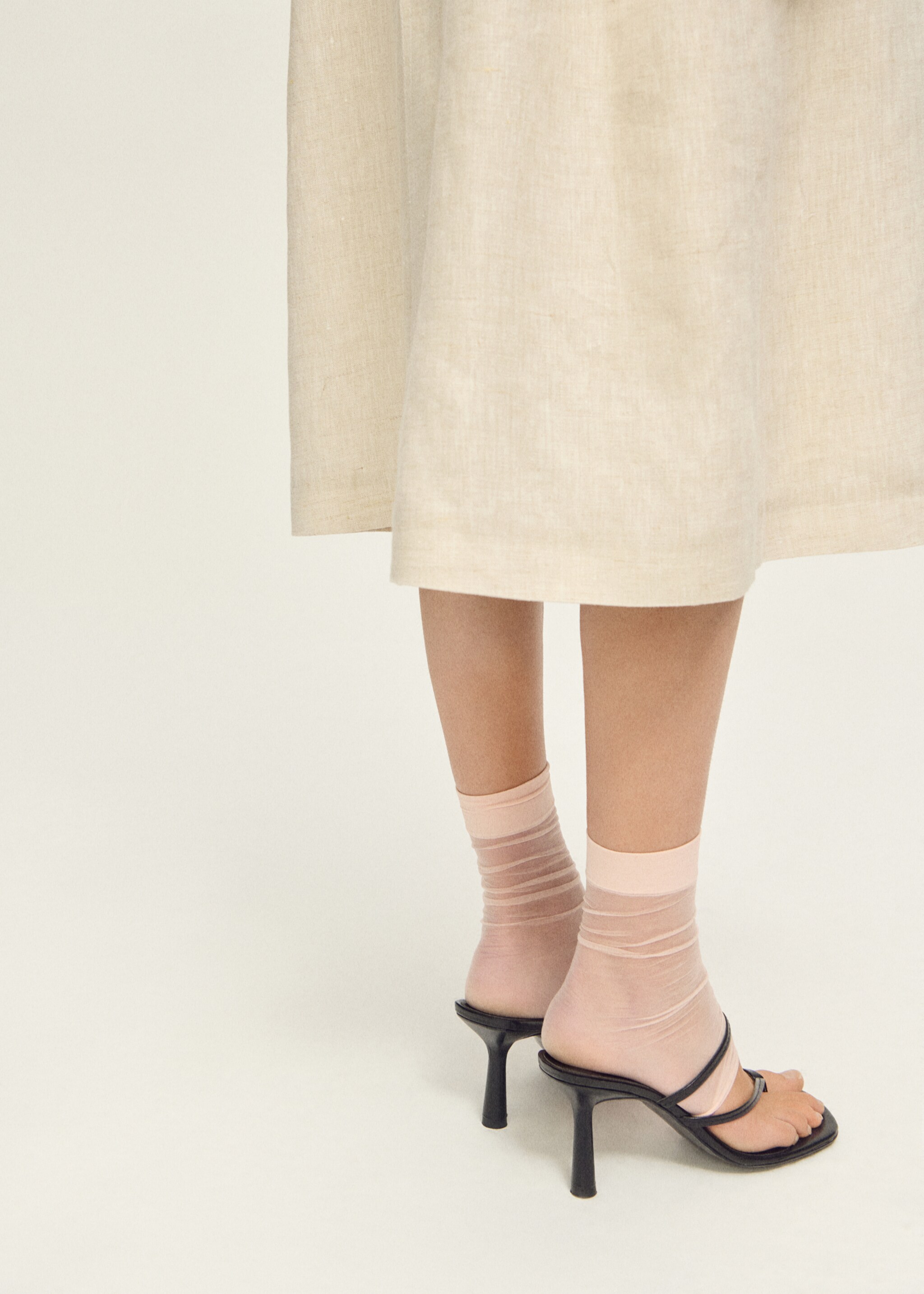 Thin veiled socks with opening - General plane, Light Pink. Ref: 87077710-00.