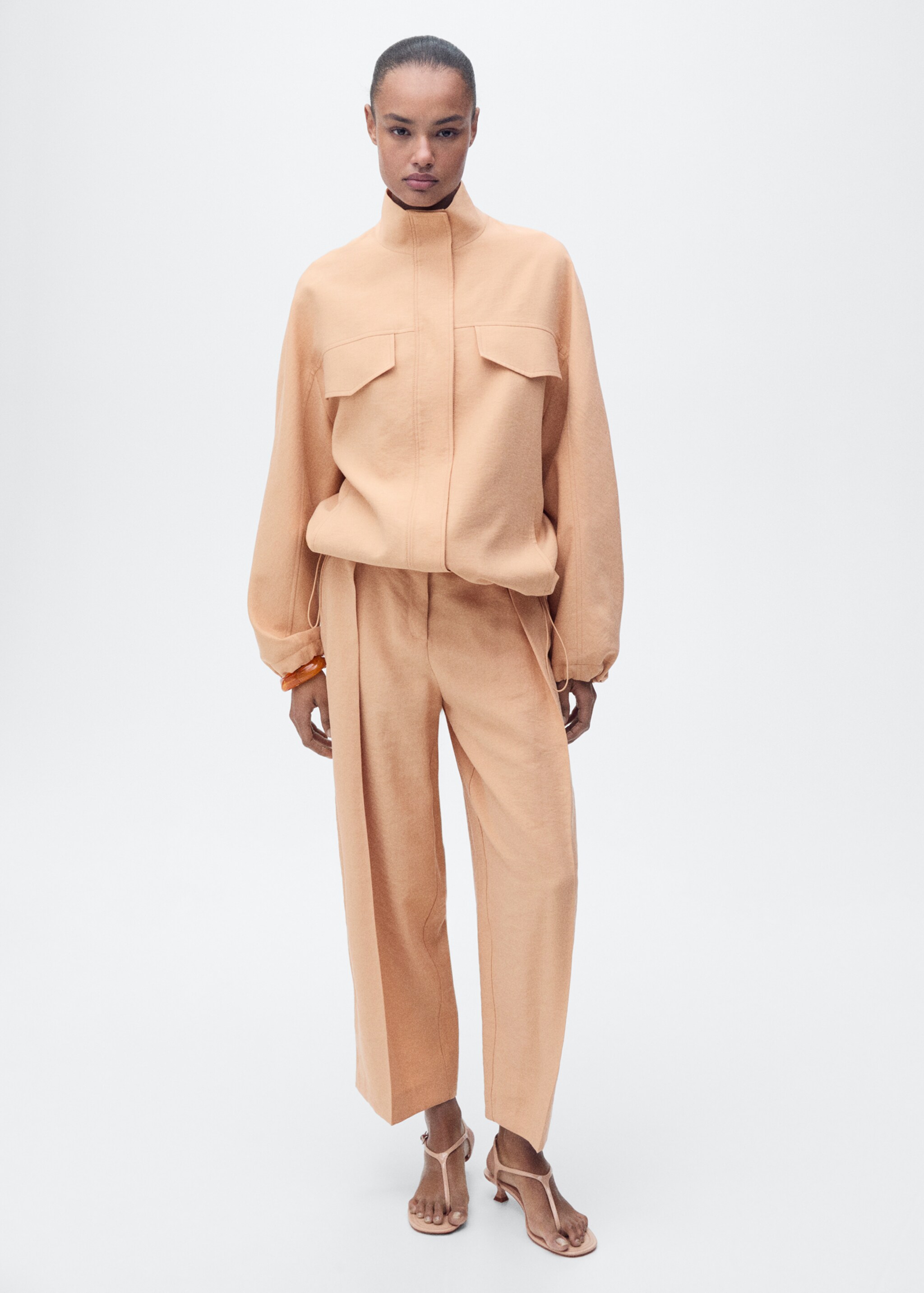 Oversized lyocell jacket with pockets - General plane, Nude. Ref: 87077719-00.