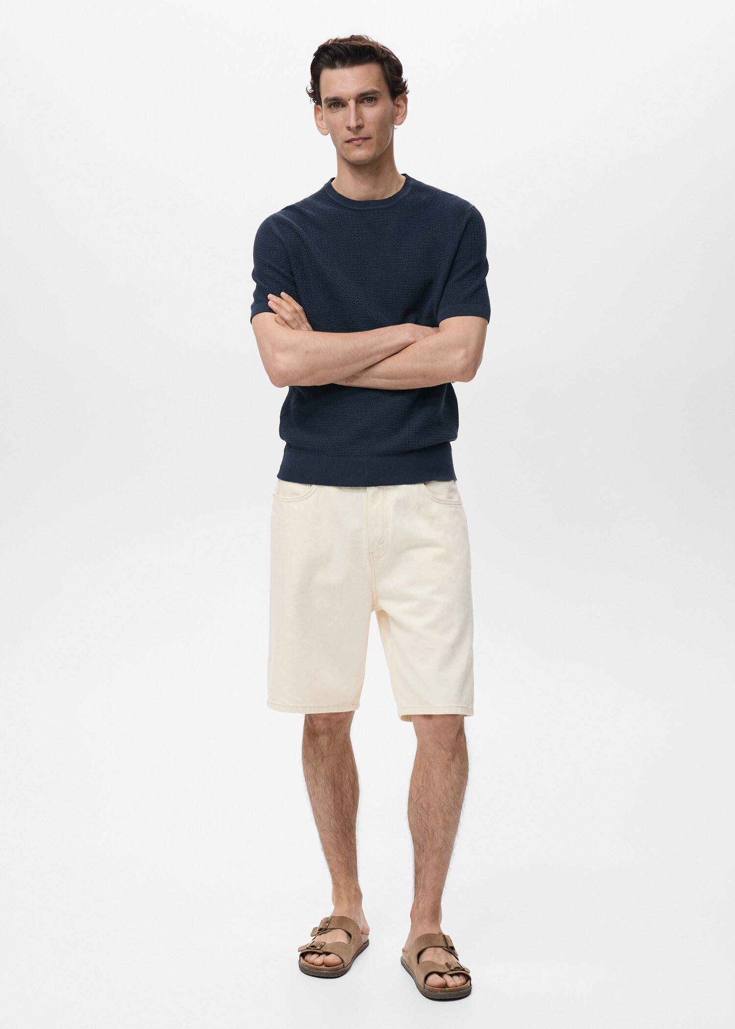 Openwork knitted cotton t-shirt - General plane