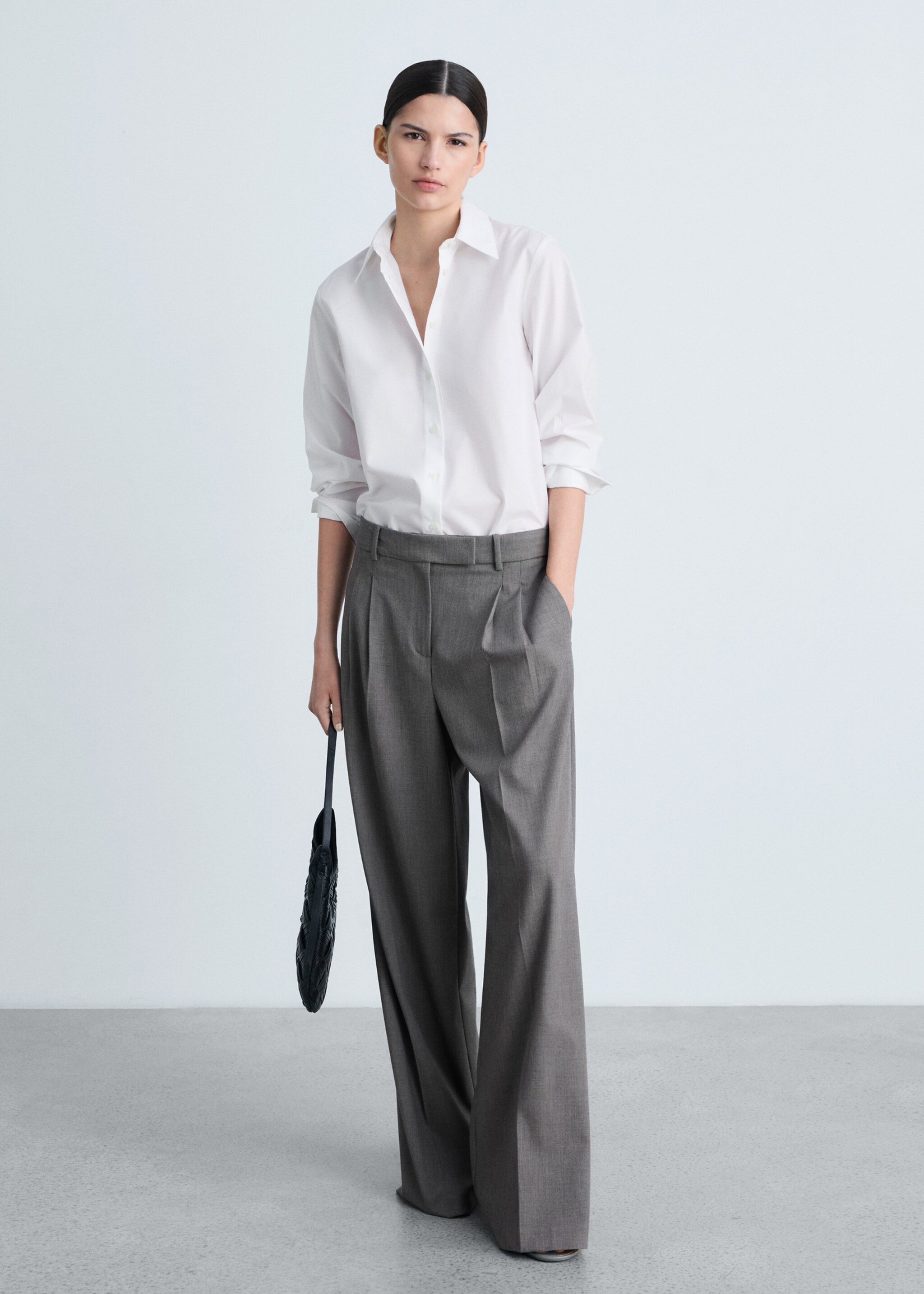 Chemise regular-fit coton et Lyocell mélangés - Plan général, Blanc cassé. Ref: 87080413-00.