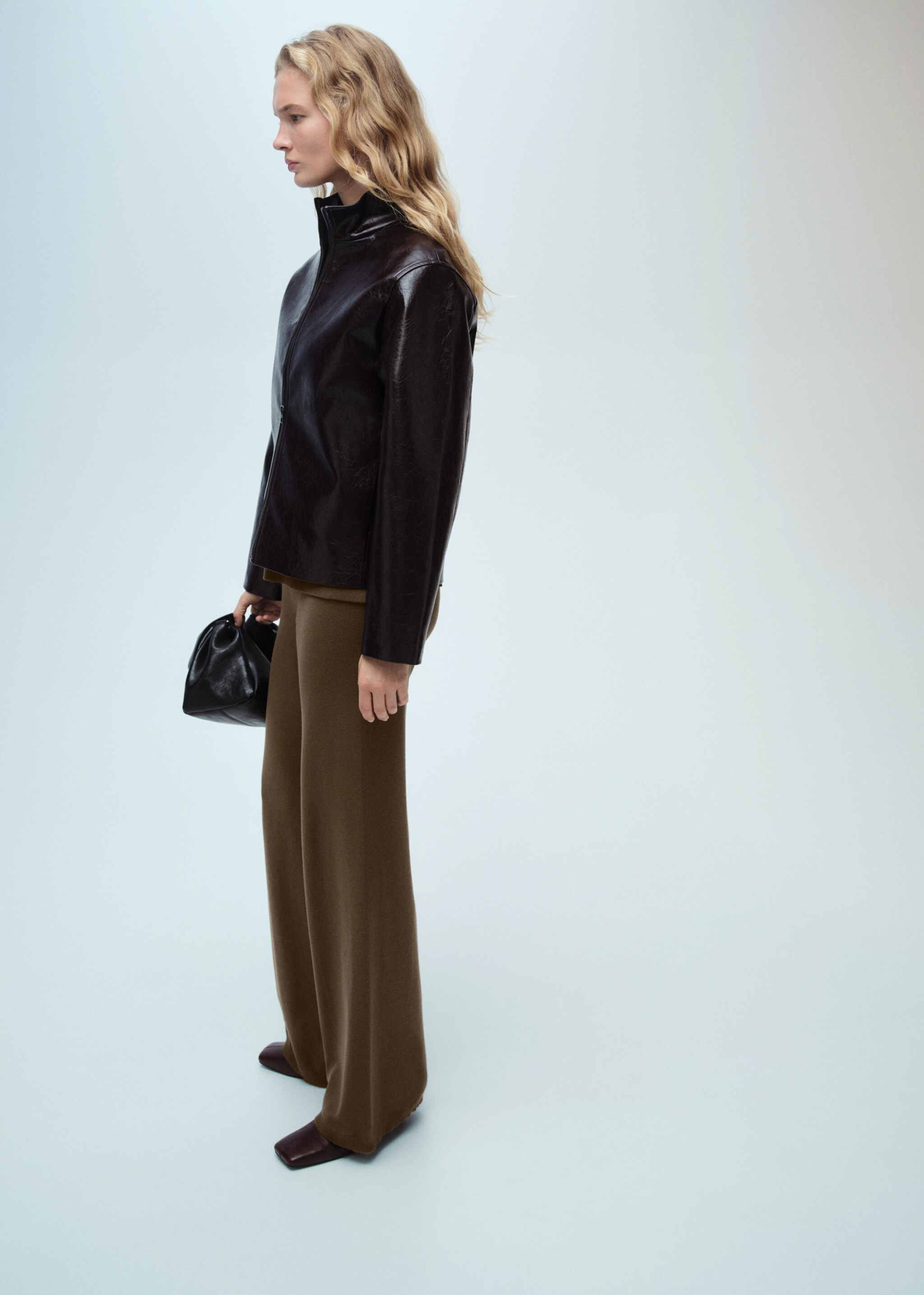 Fine-knit wide-leg trousers - General plane, Khaki. Ref: 87080425-00.