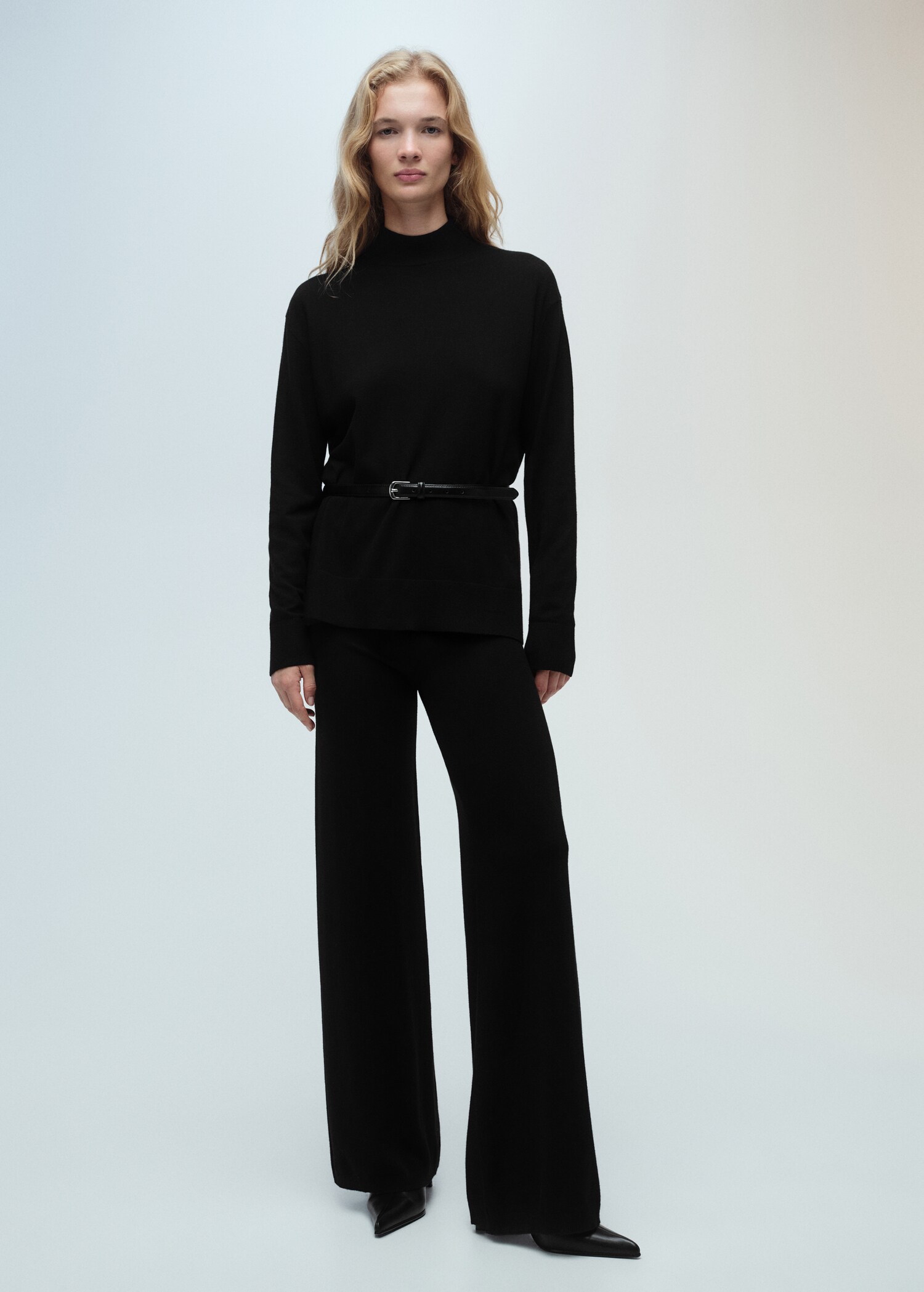 Fine-knit wide-leg trousers - General plane