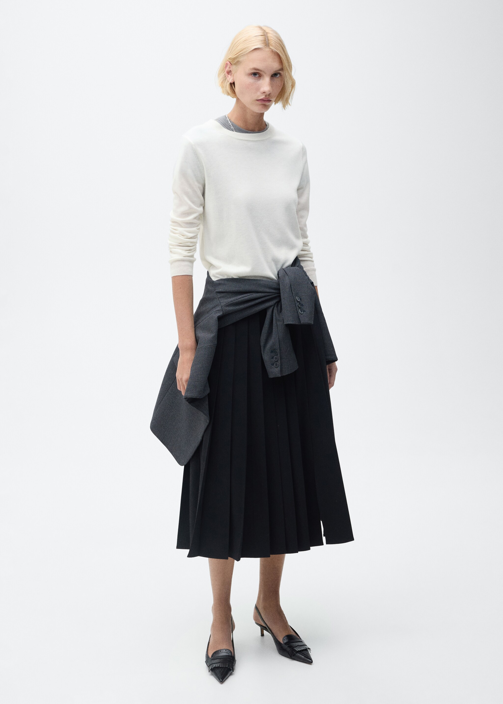 Jersei barreja llana coll rodó - Pla general, Cru. Ref: 87080432-00.