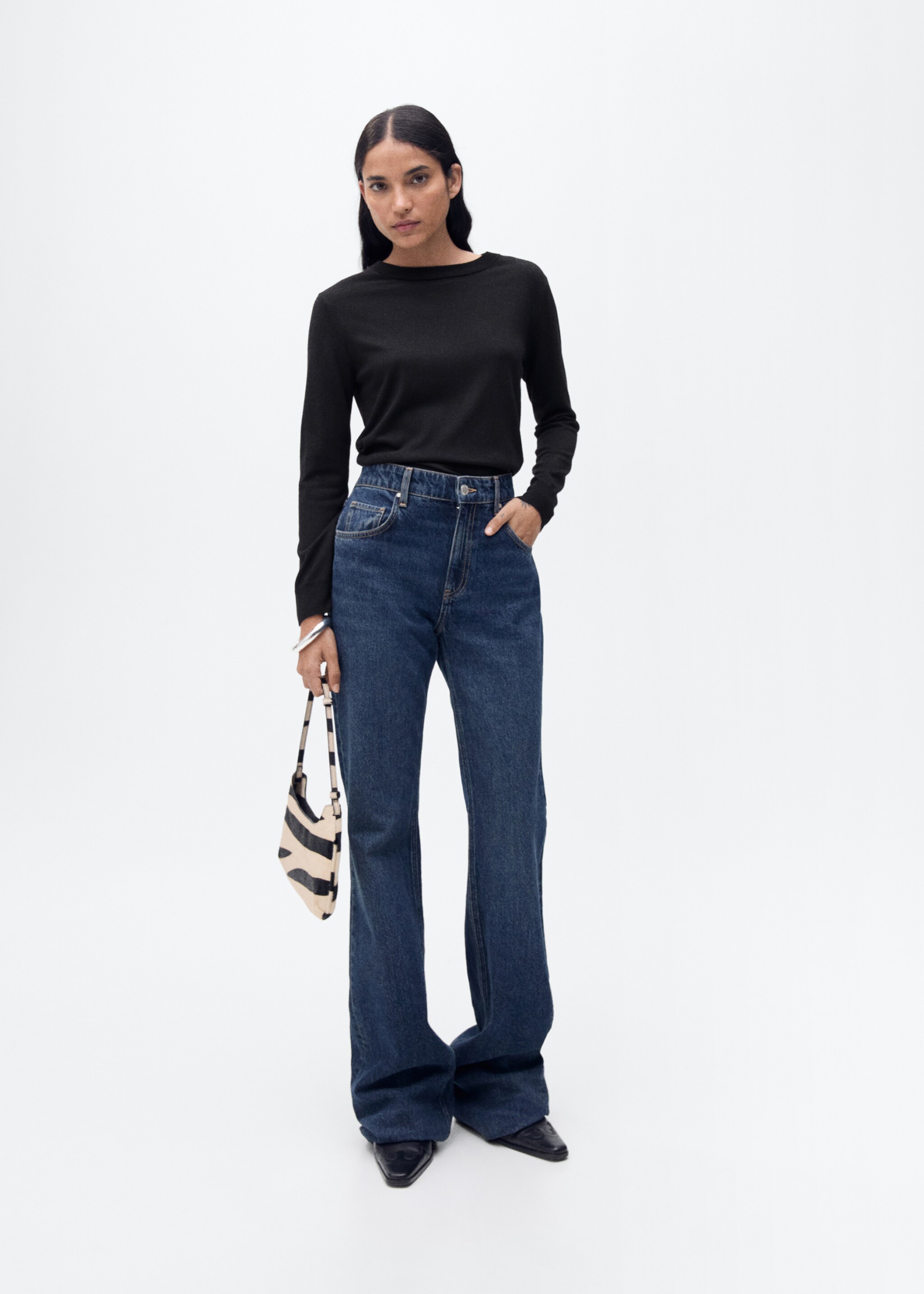 Rundhalspullover aus Wollgemisch - Allgemeine Ansicht, Schwarz. Ref: 87080432-00.