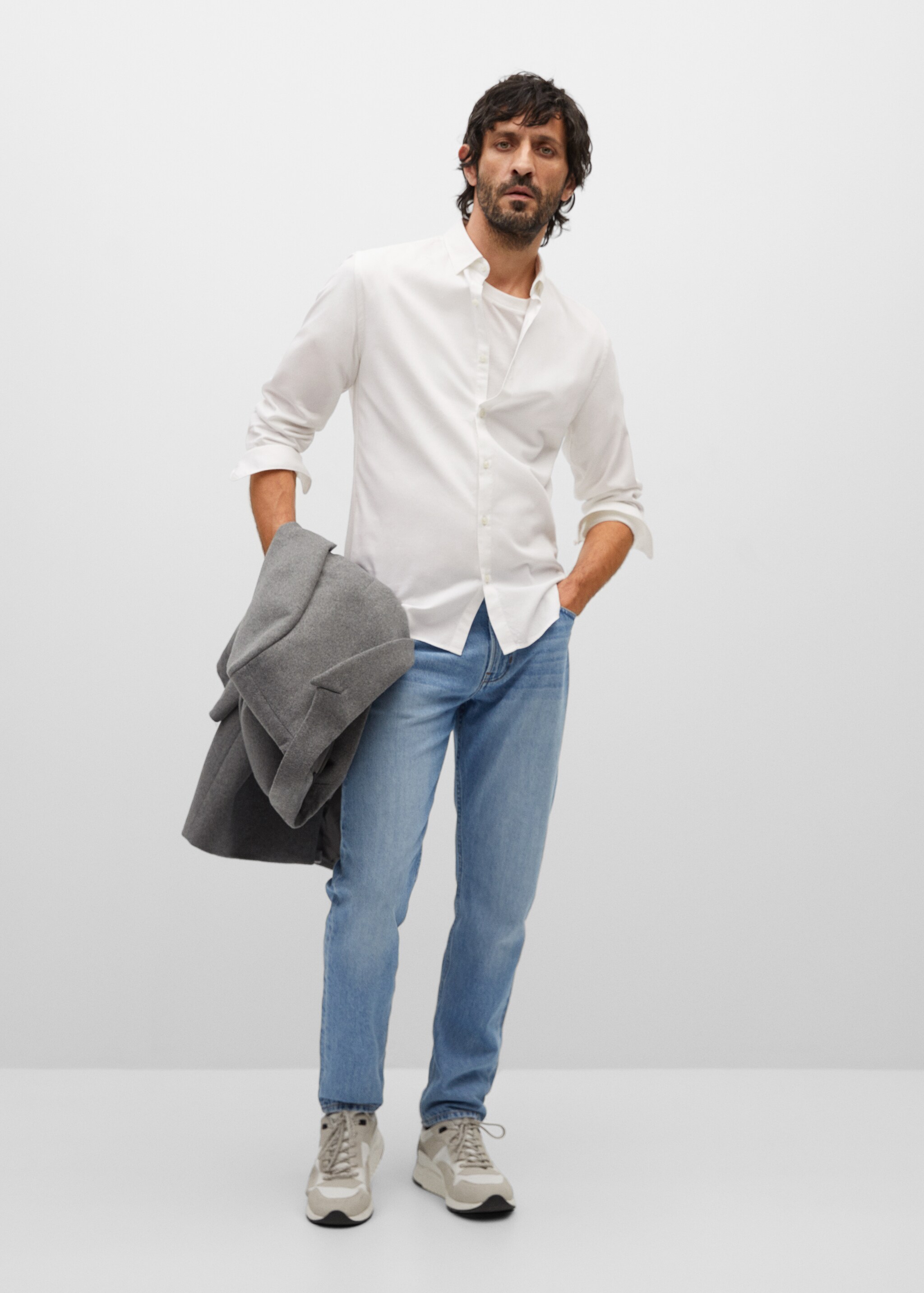 Bavlněná košile slim fit se strukturou - Celkový náhled