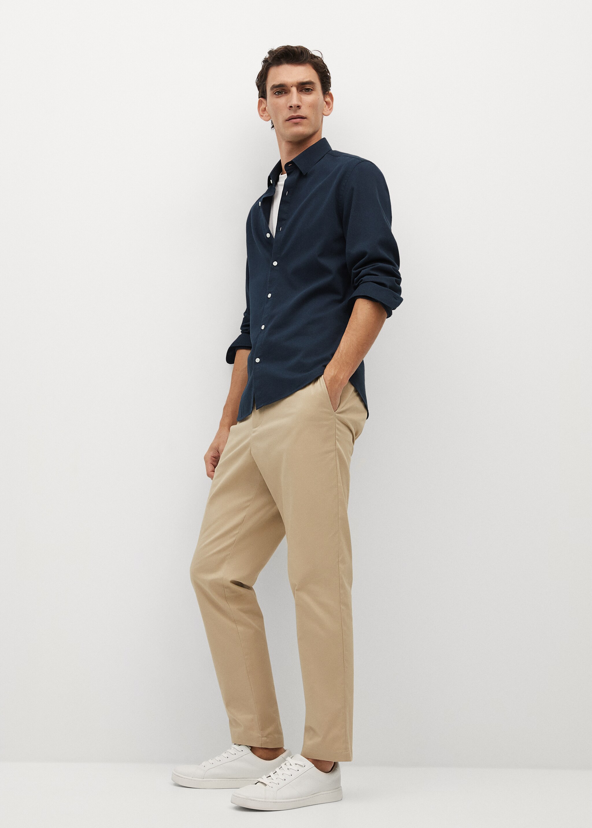Bavlněná košile slim fit se strukturou - Celkový náhled