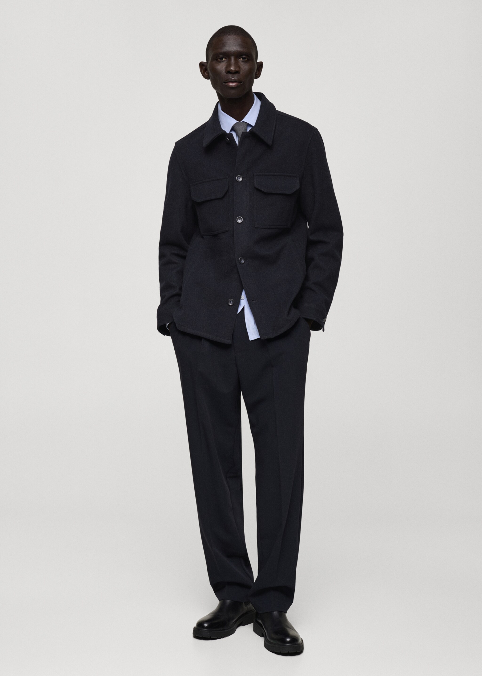 Flannel wool-blend overshirt - General plane, Dark Navy. Ref: 87080574-00.