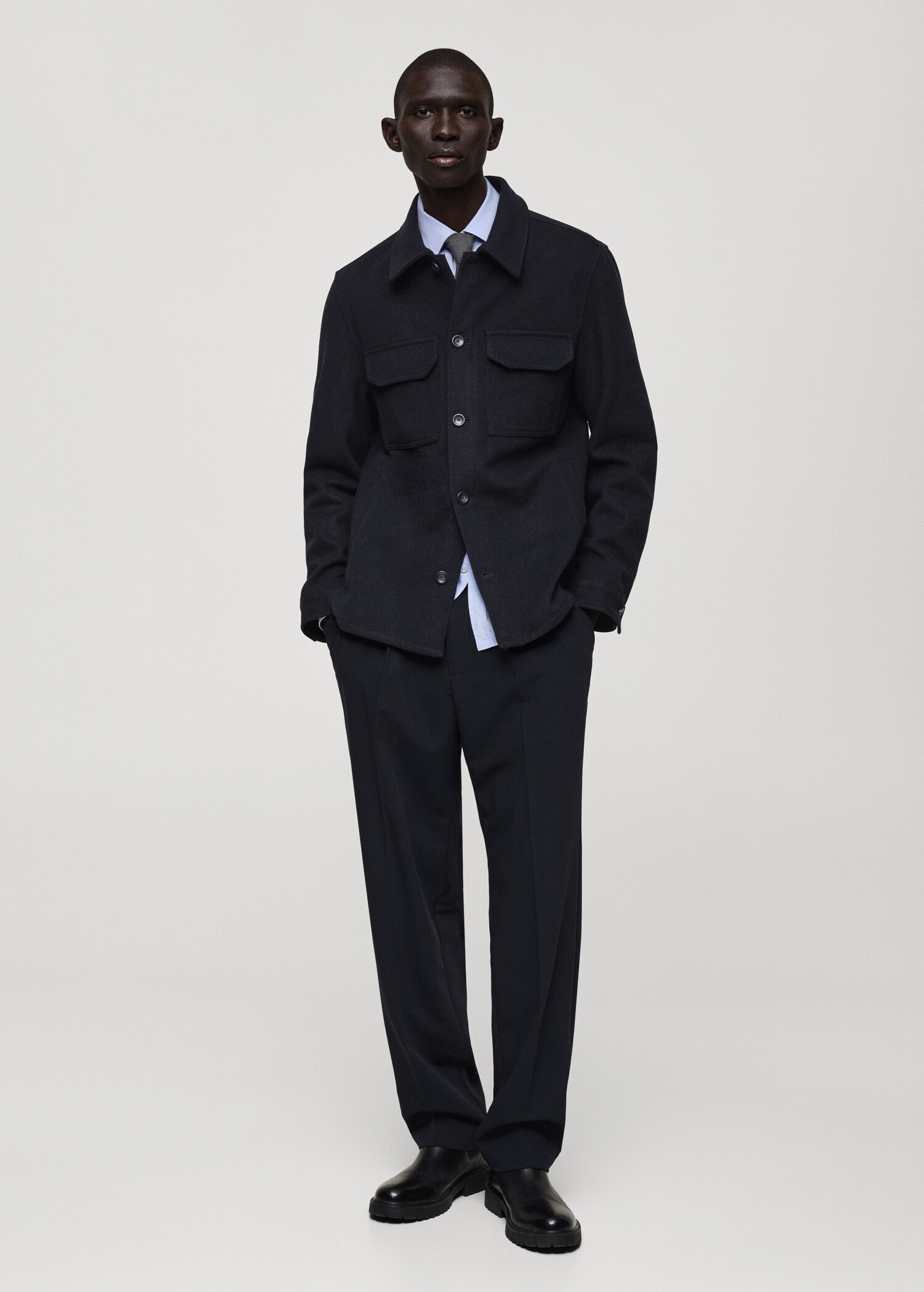 Surchemise laine mélangée flanelle - Plan général