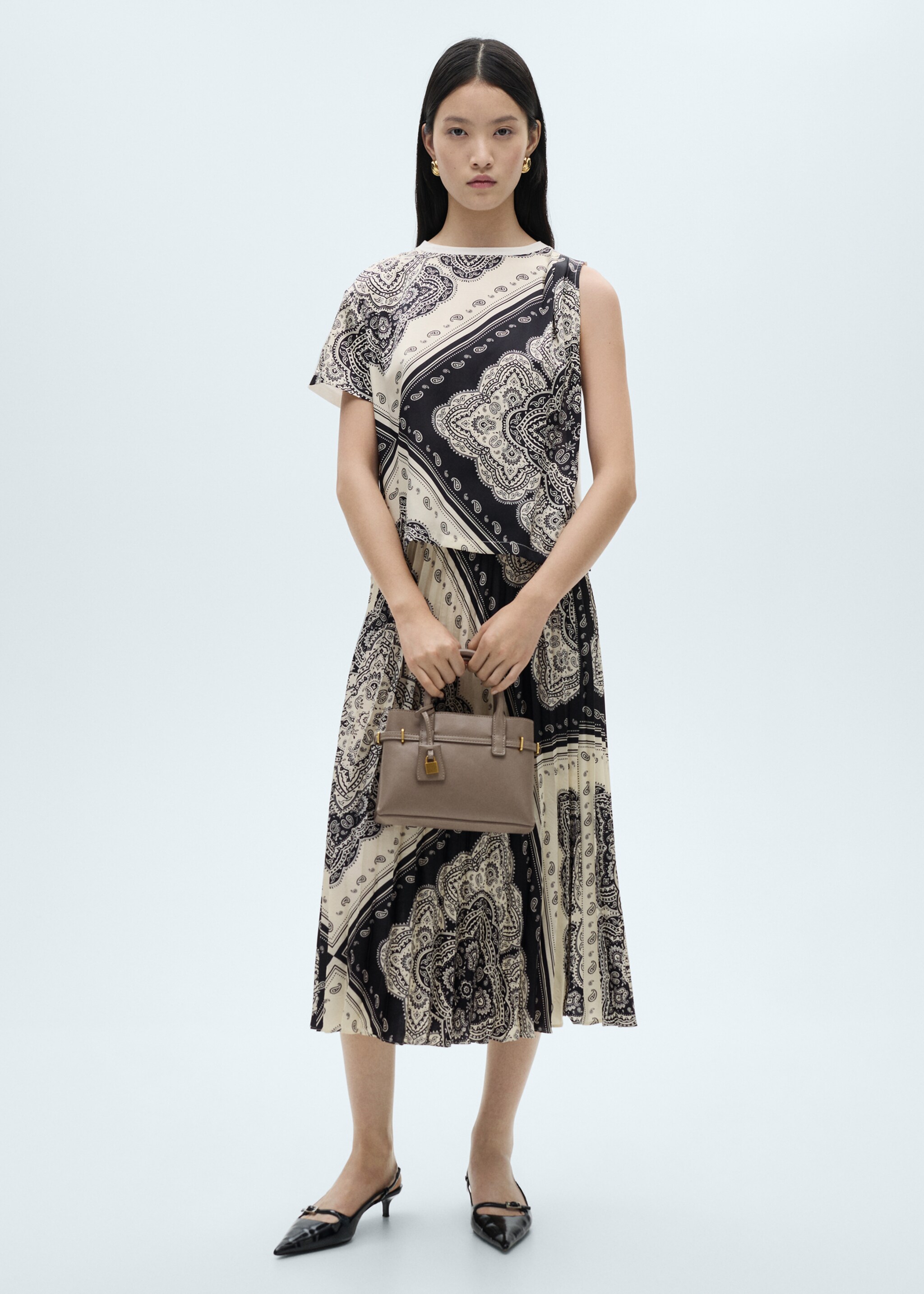 Paisley-print pleated skirt - General plane, Blue. Ref: 87080579-00.