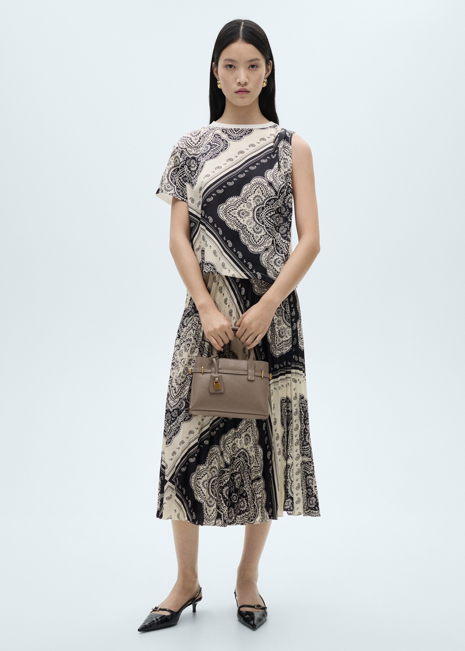 Paisley-print pleated skirt - General plane