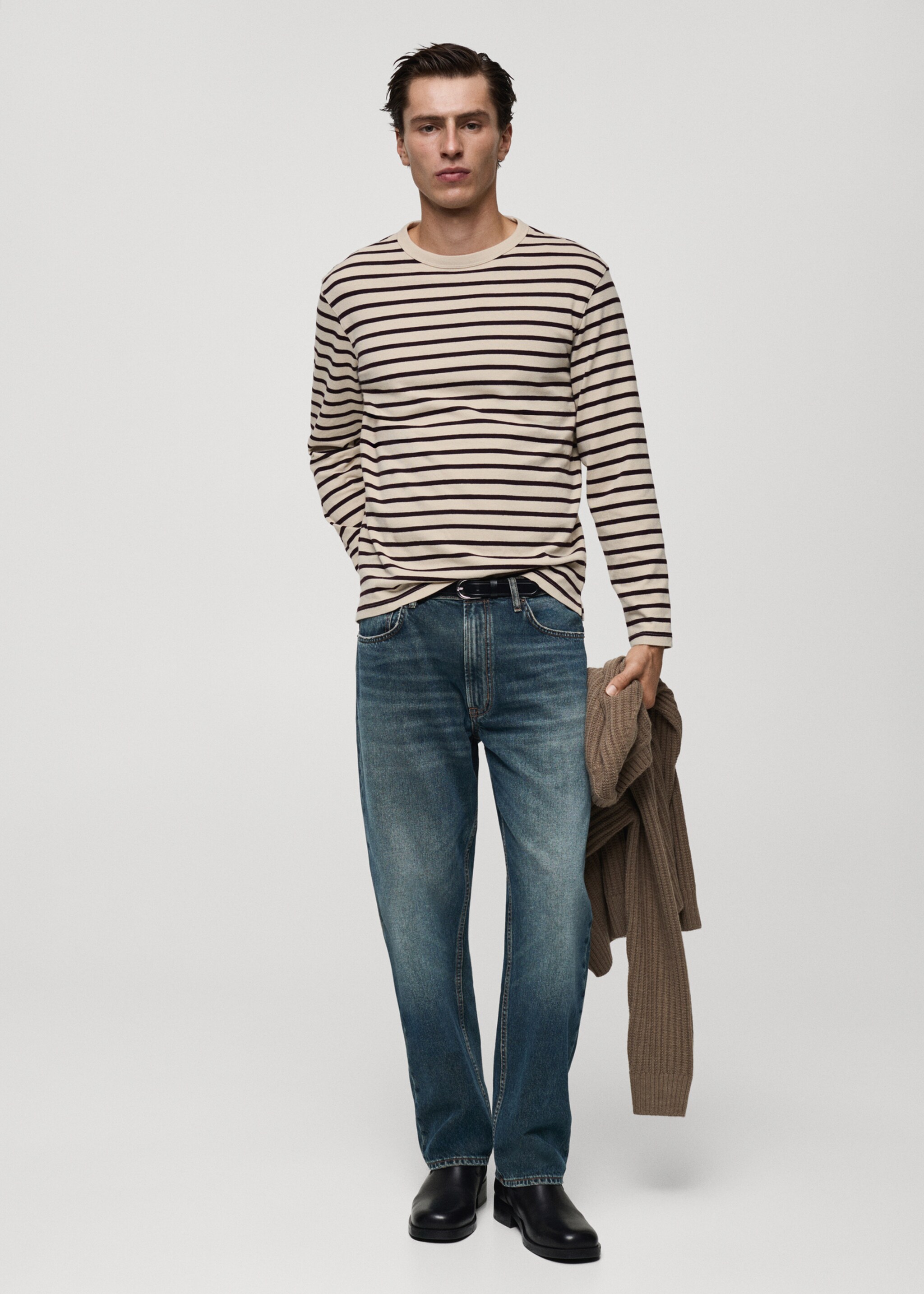 Camiseta 100% algodón rayas - Plano general, Burdeos. Ref: 87080614-00.