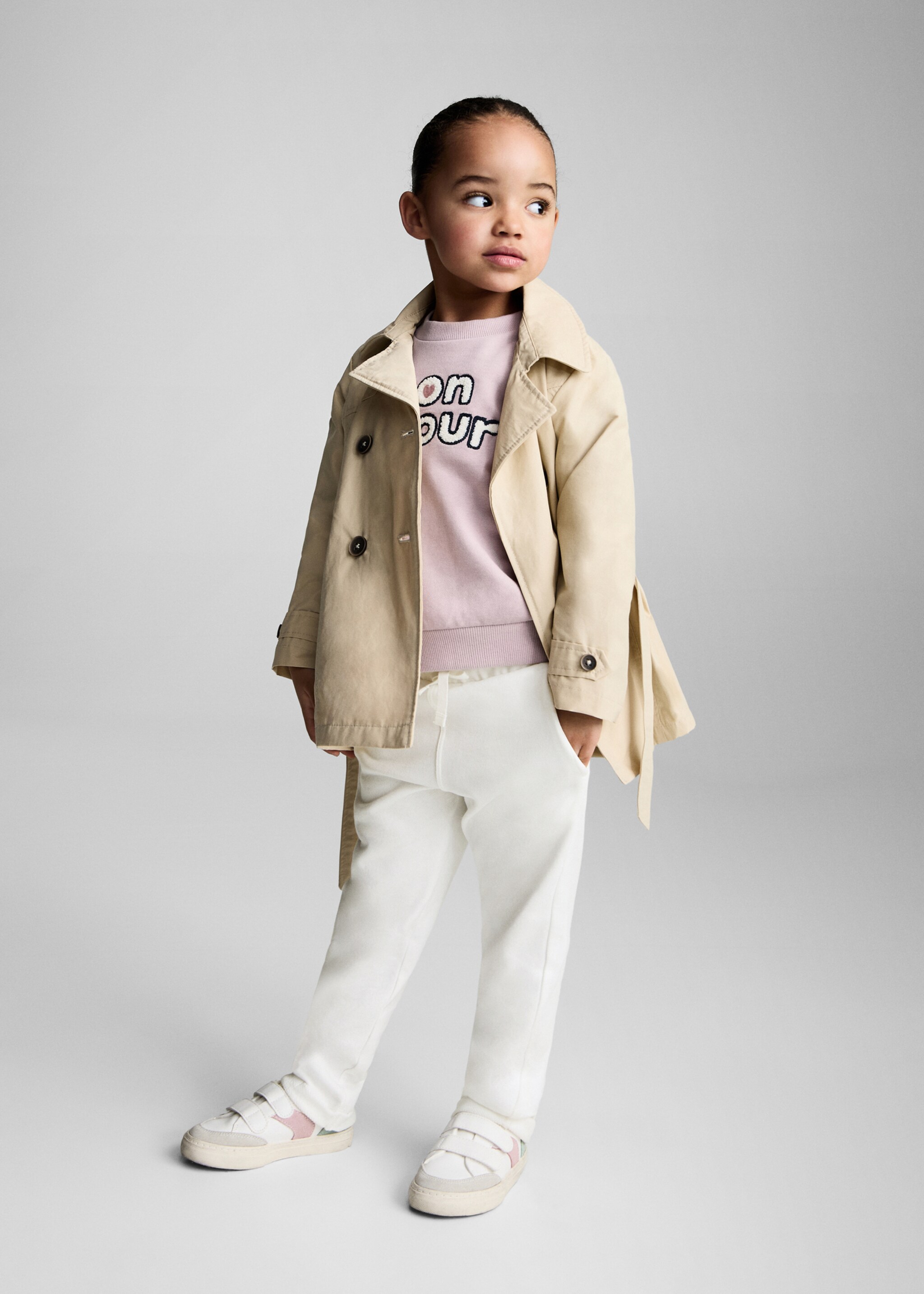 Pantalons cotó cintura elàstica - Pla general, Blanc trencat. Ref: 87080620-00.