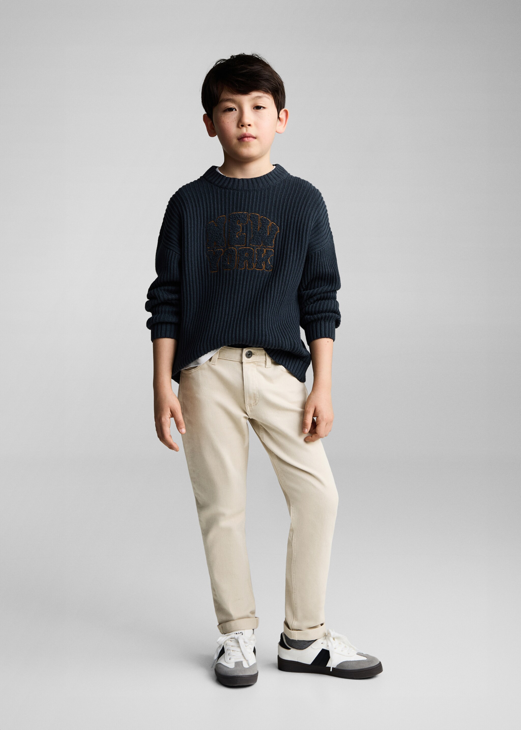 Straight cotton jeans - General plane, Beige. Ref: 87080622-00.