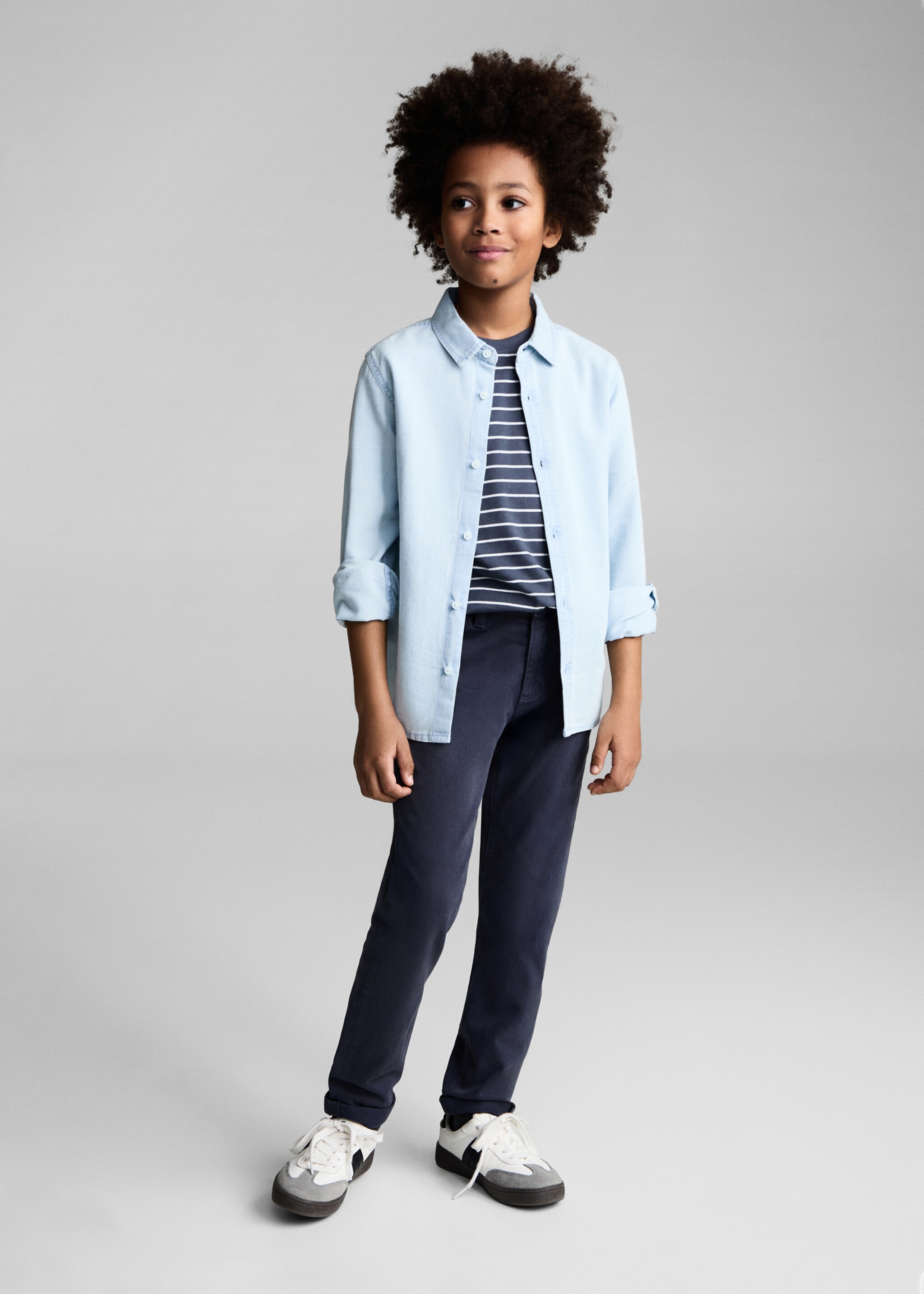 Egyenes szabású, pamut farmernadrág - Általános sík, Sötétkék. Ref: 87080622-00.