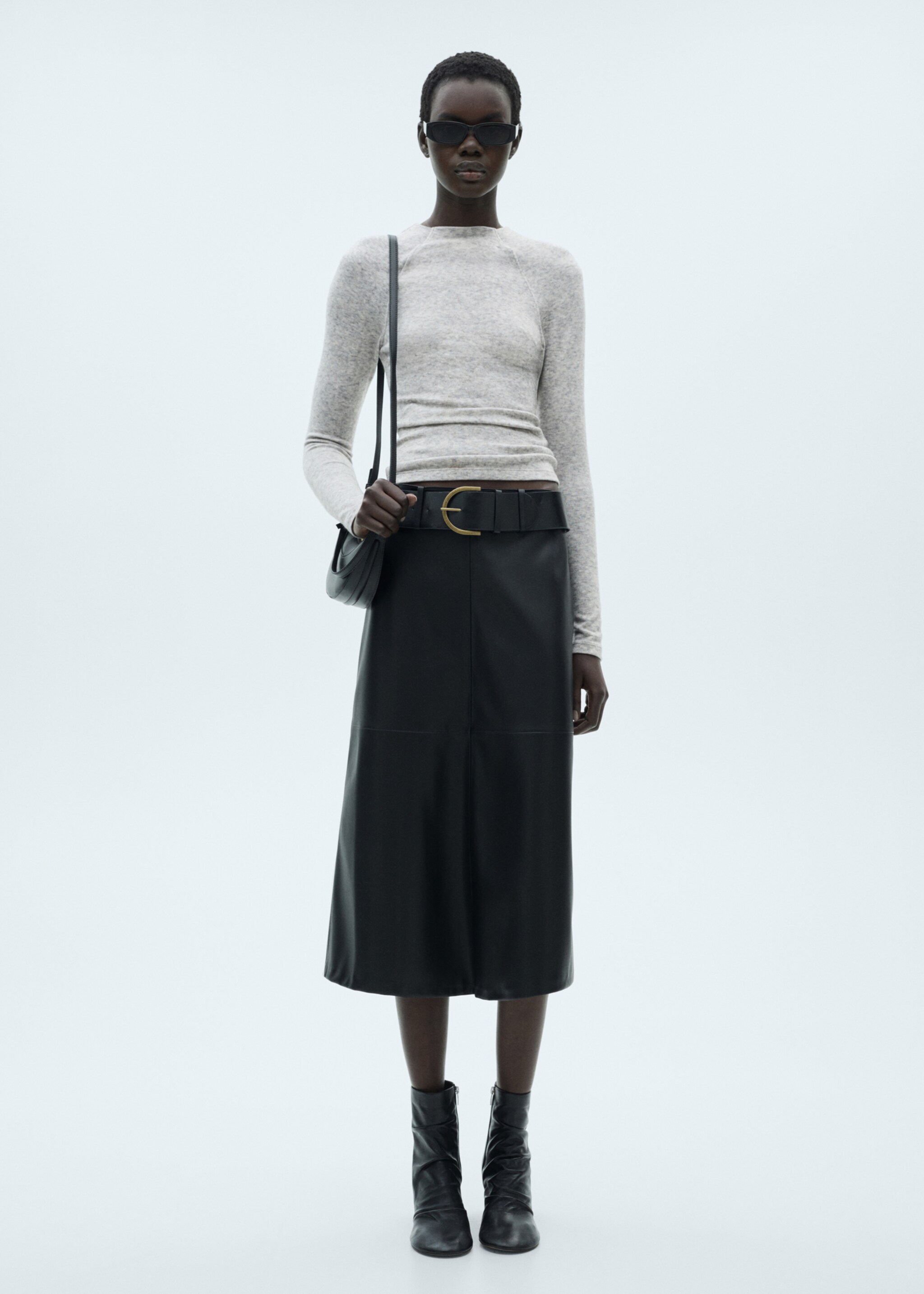 T-Shirt mit Ziernähten - Allgemeine Ansicht, Hellgrau meliert. Ref: 87080623-00.