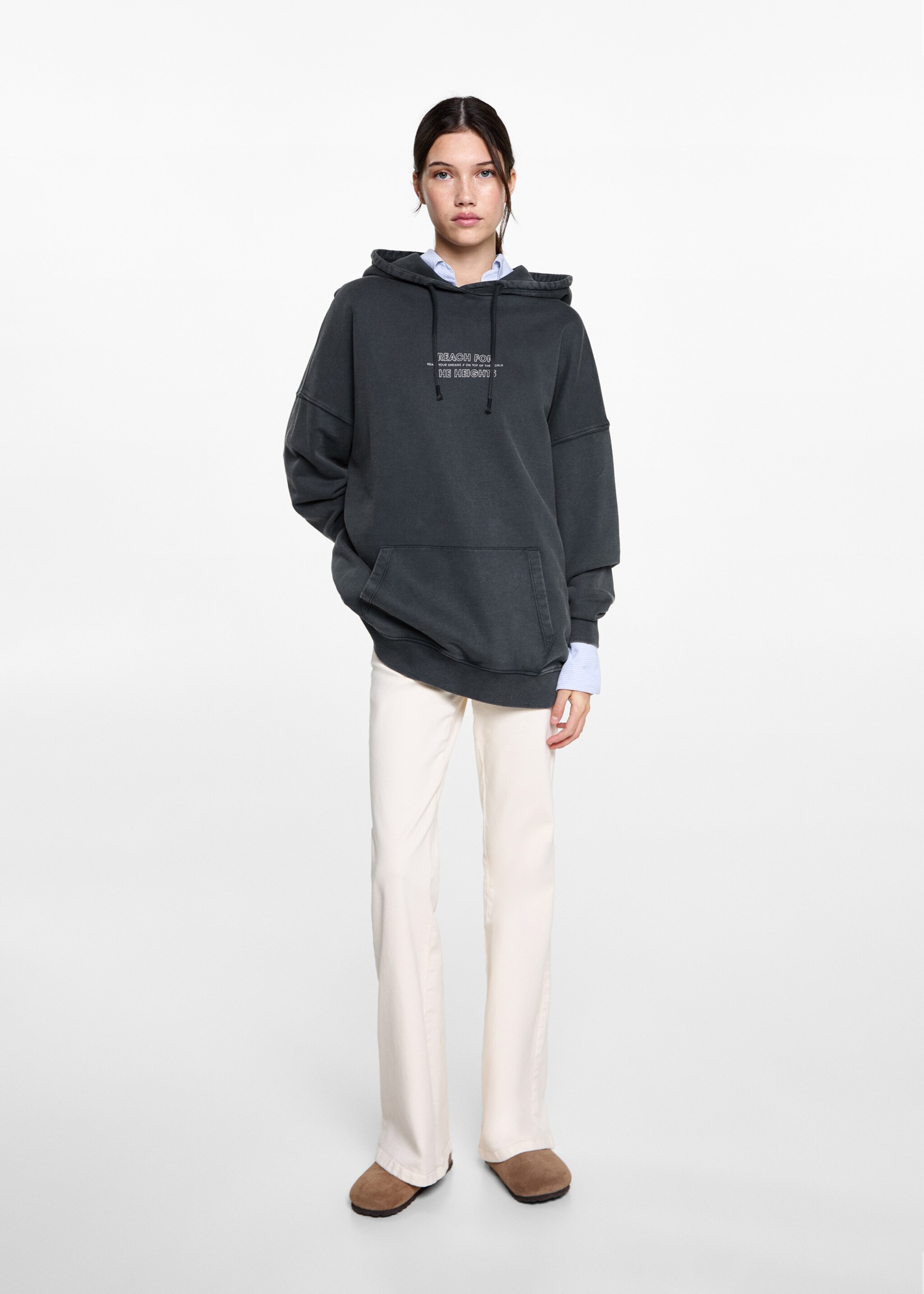 Oversized message sweatshirt - General plane, Charcoal. Ref: 87080632-00.