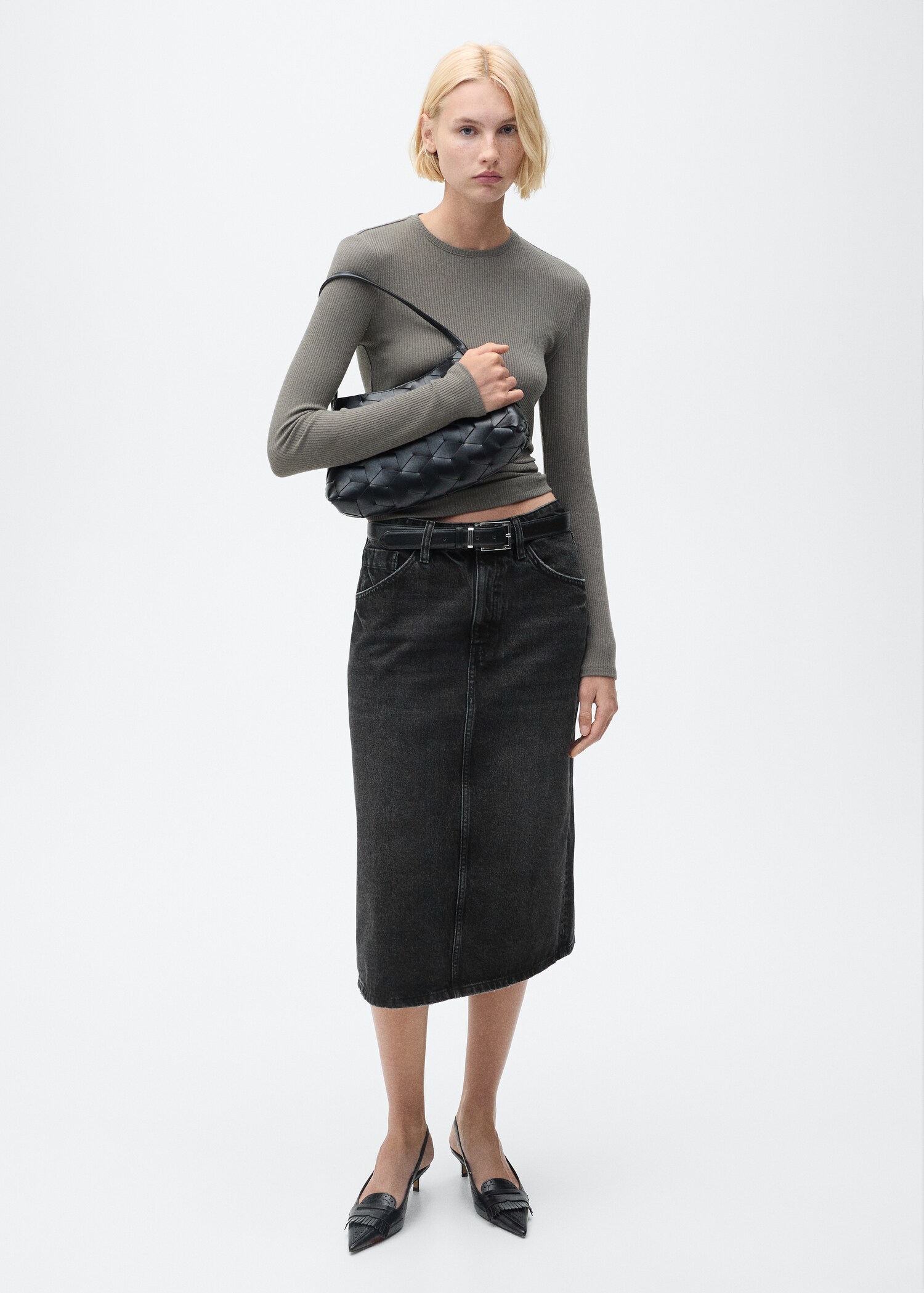Midi denim skirt - General plane