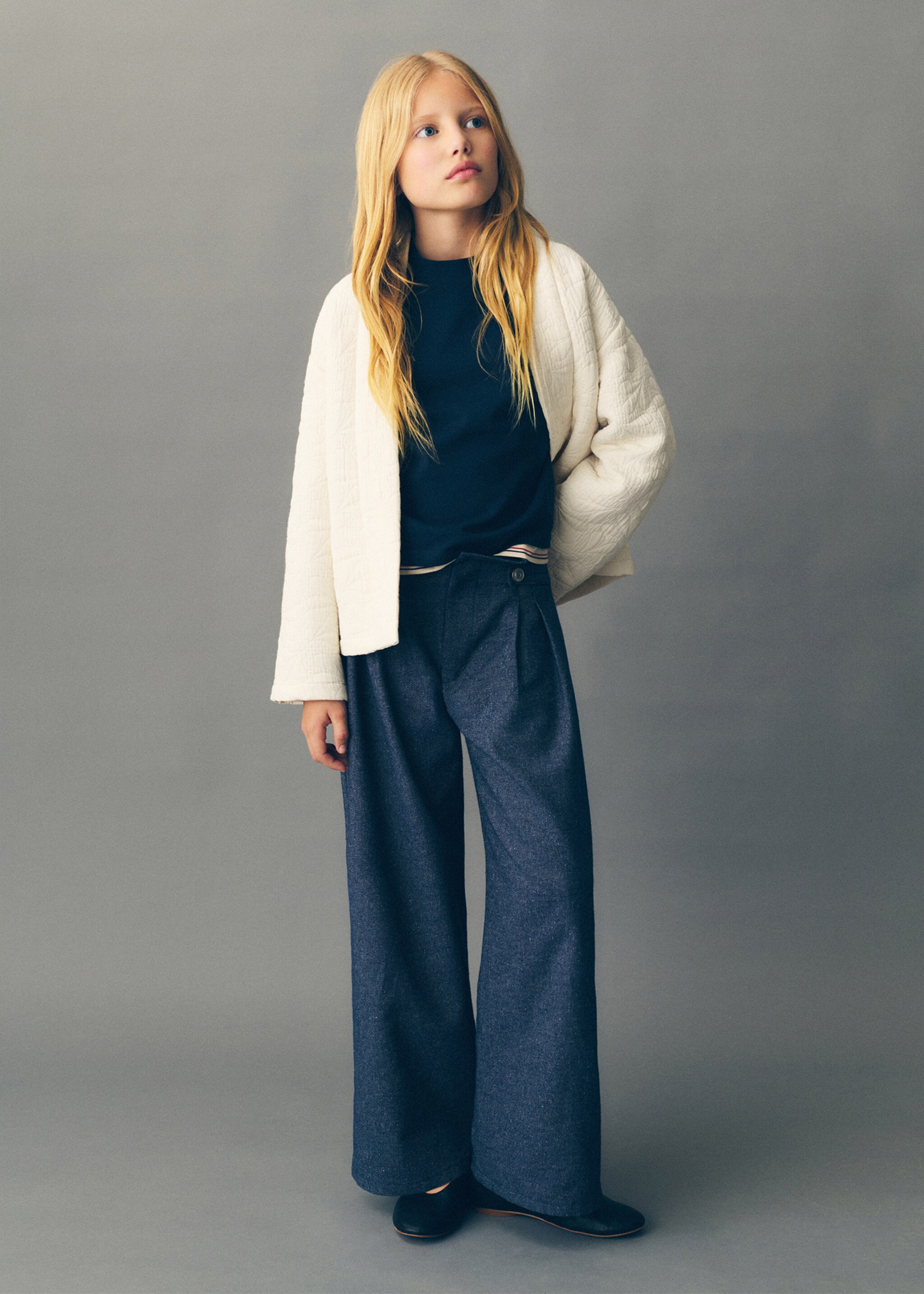 Textured embroidered jacket - General plane, Ecru. Ref: 87080646-00.